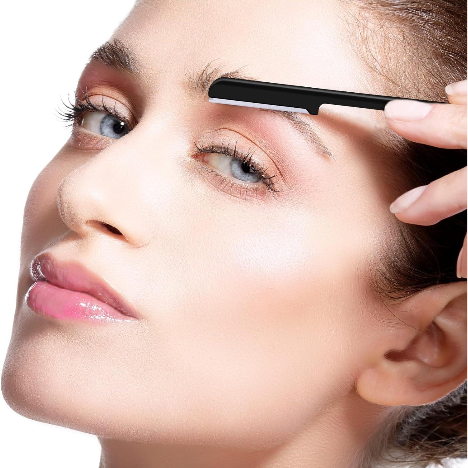 10 Cuchillas de Cejas Mudder para Mujeres - Afeitadora Facial Negra