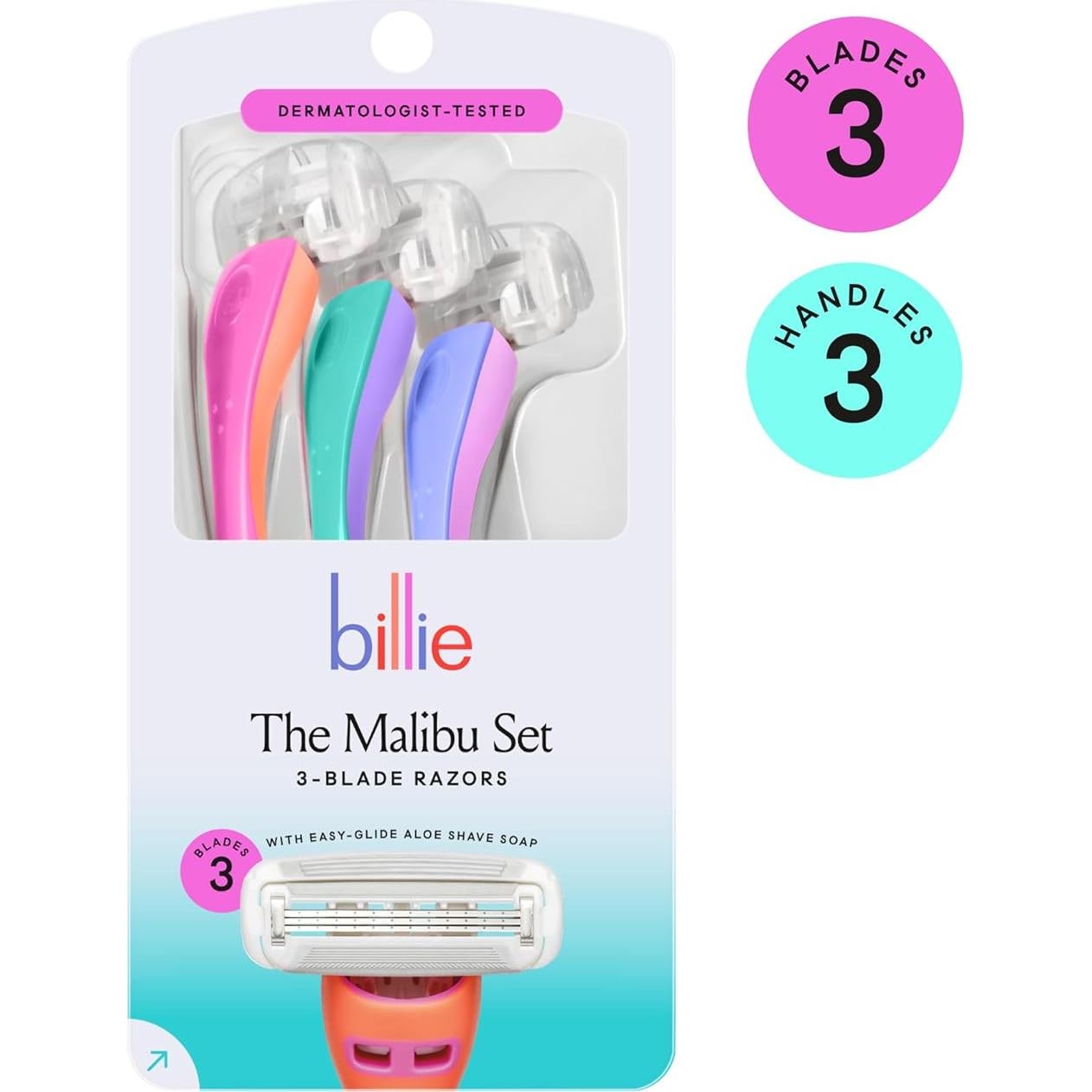 Maquinillas Desechables Billie Set Malibu - 3 Hojas para Mujeres