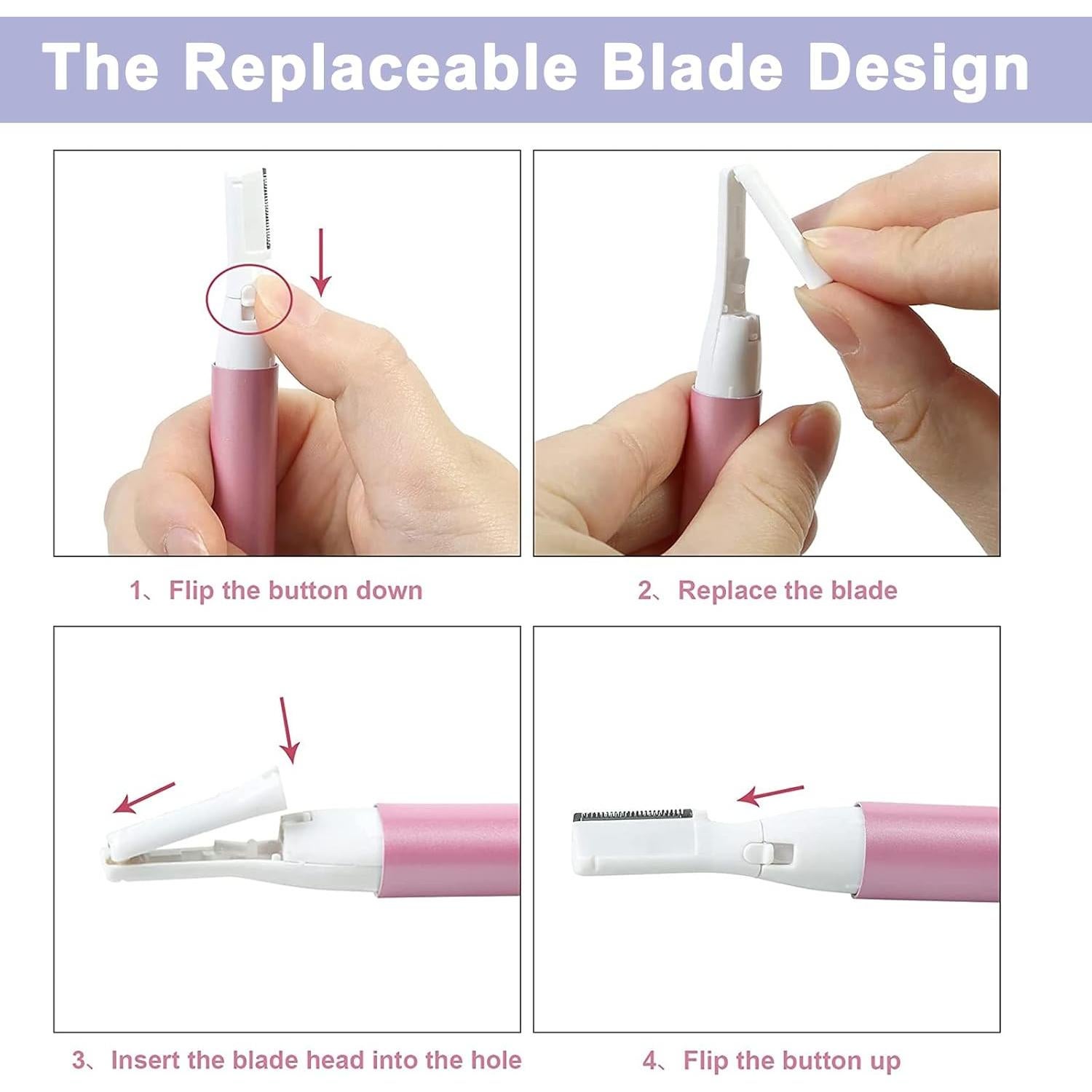 Recortador de Cejas Eléctrico ROSARDEN Mini Epilador Púrpura