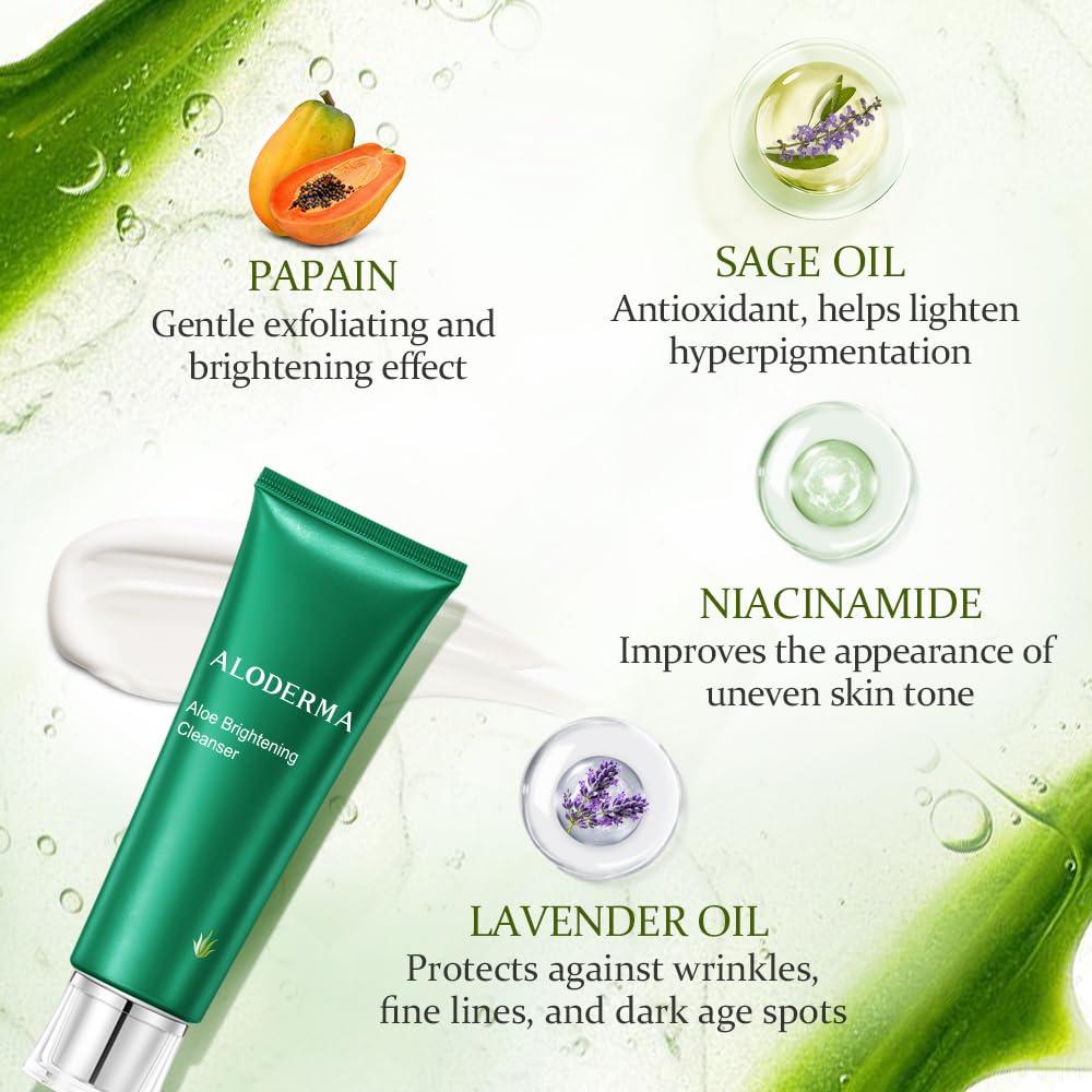 Limpiador Facial Iluminador Aloderma 170g - Aloe Vera y Niacinamida
