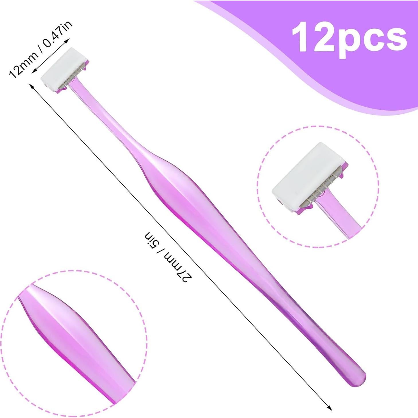 12 Navajas de Cejas Larrel para Vello Facial - Morado