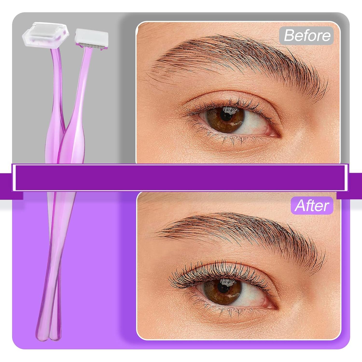 12 Navajas de Cejas Larrel para Vello Facial - Morado