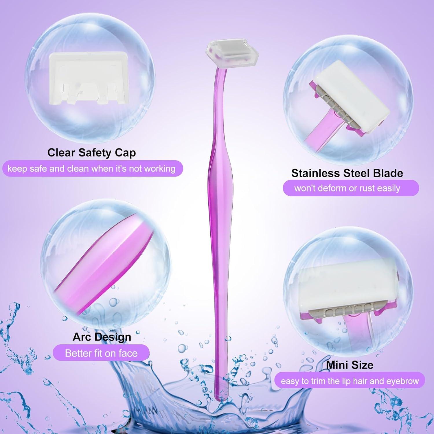 12 Navajas de Cejas Larrel para Vello Facial - Morado