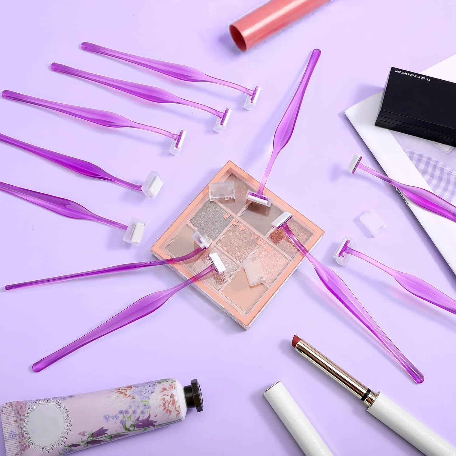 12 Navajas de Cejas Larrel para Vello Facial - Morado