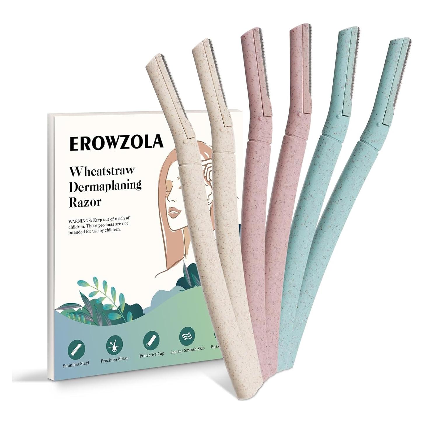 Navajas de Dermaplaning EROWZOLA 6pcs para Cejas y Vello Facial