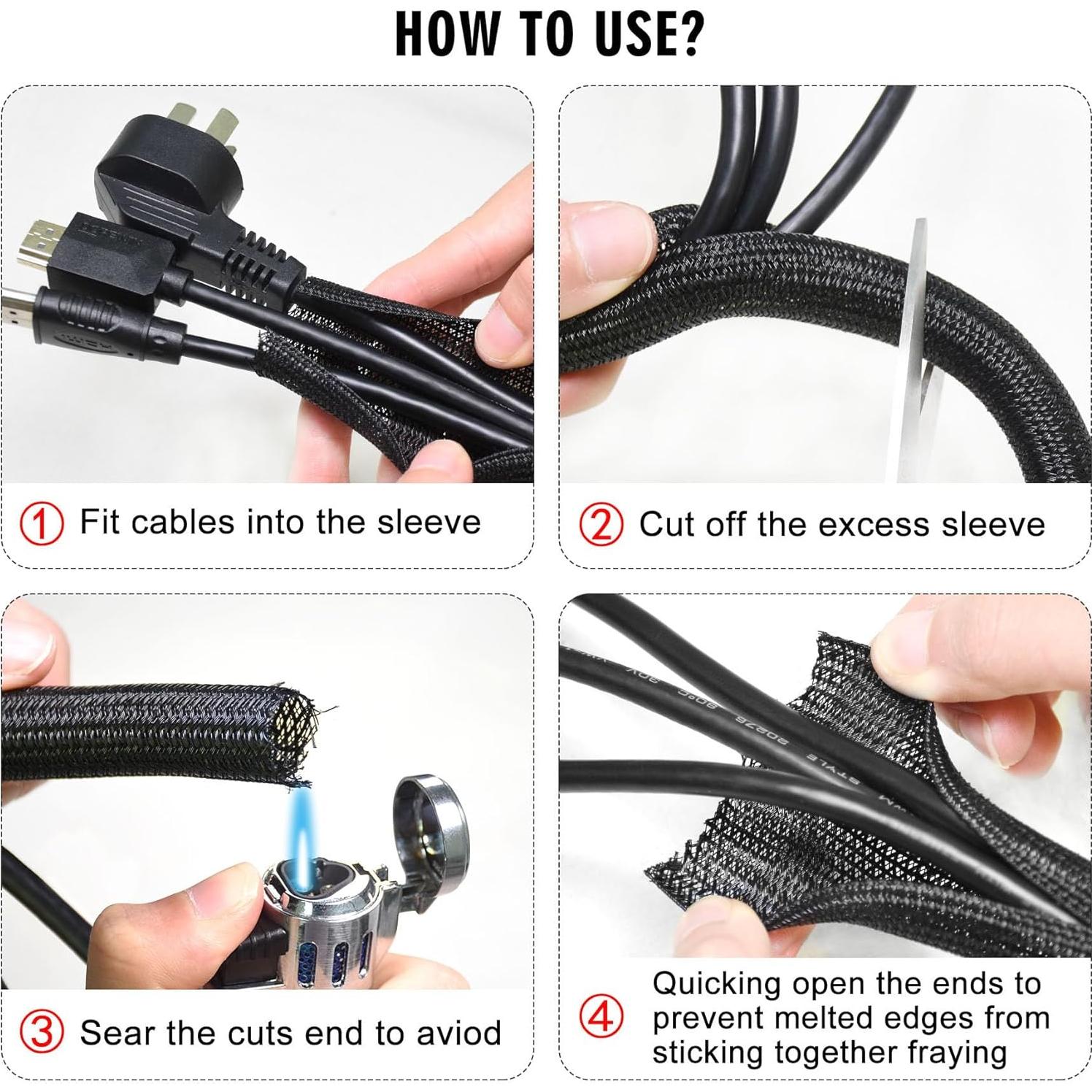 Manga de Cable Moxita 3,05 m 1,27 cm Negro Protector