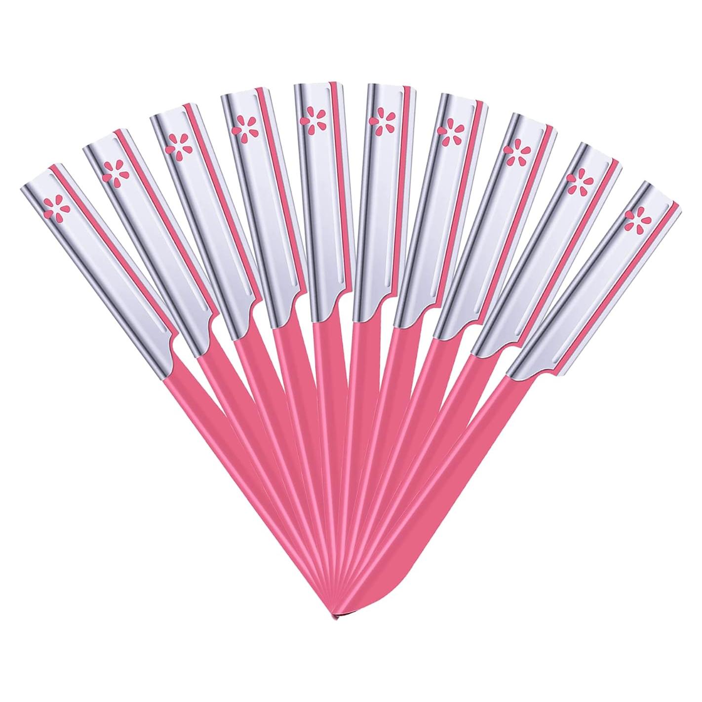 10 Cuchillas de Cejas TAVENS Afeitadora Facial Rosa