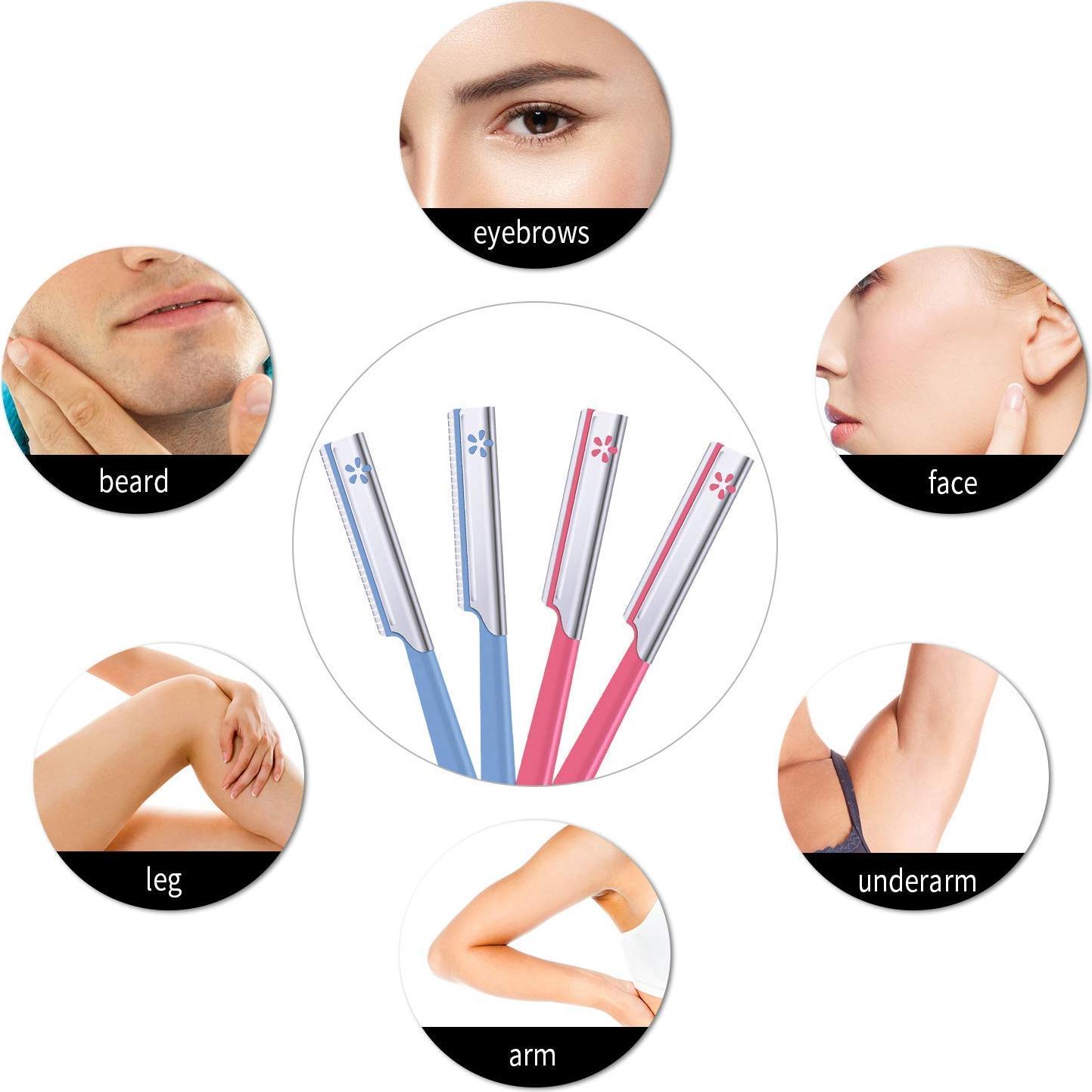 10 Cuchillas de Cejas TAVENS Afeitadora Facial Rosa