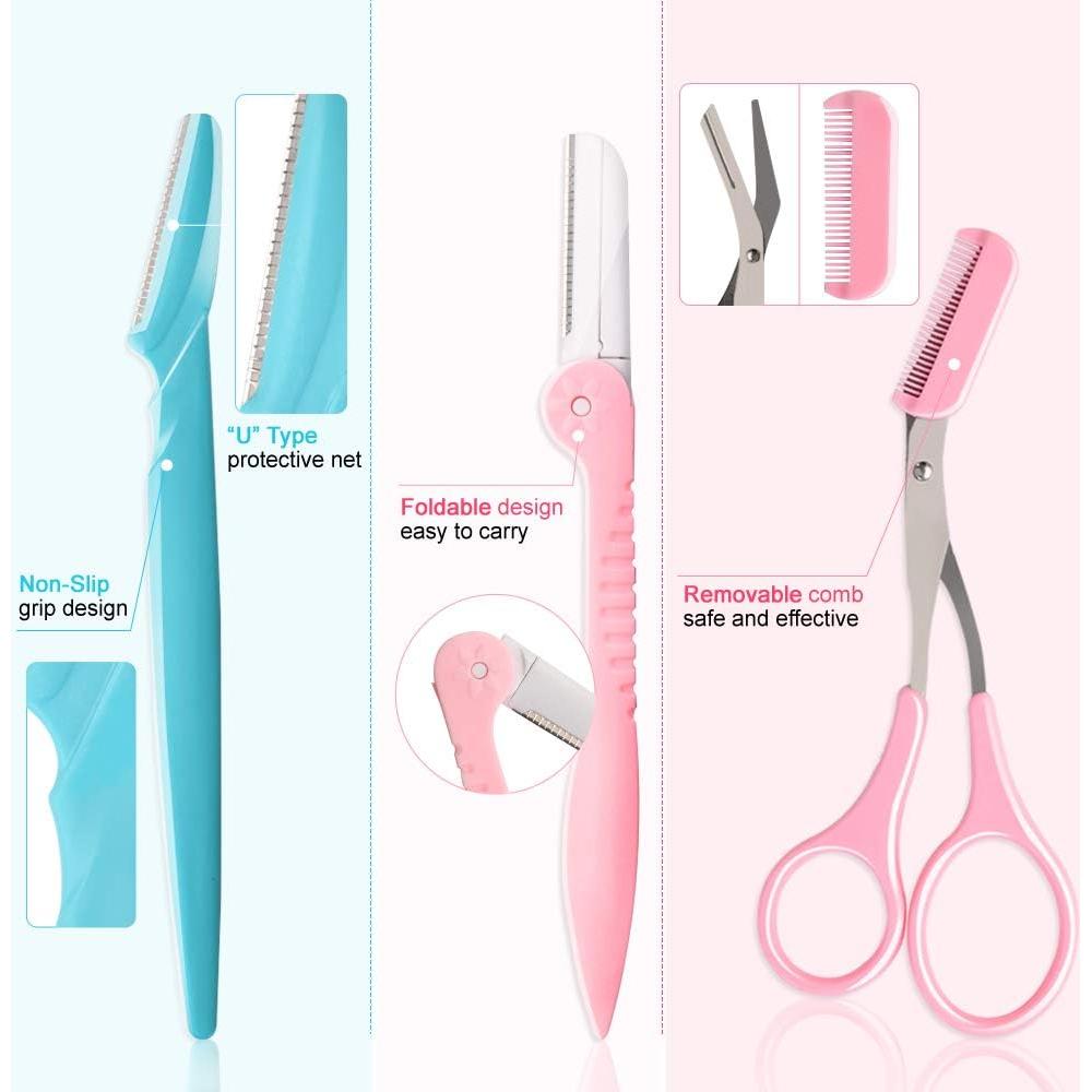 Kit de Cuidado Facial 12 Pcs Cuchillas para Cejas Huanfu