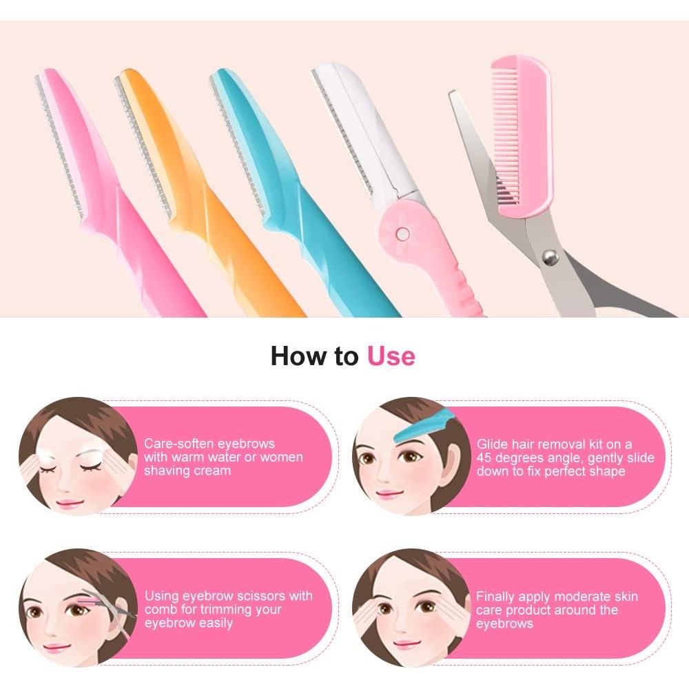 Kit de Cuidado Facial 12 Pcs Cuchillas para Cejas Huanfu