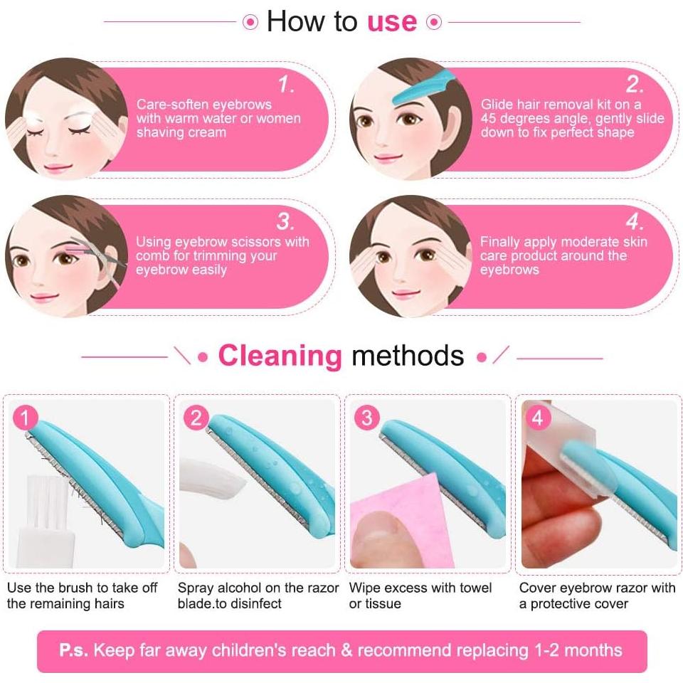 Kit de Cuidado Facial 12 Pcs Cuchillas para Cejas Huanfu