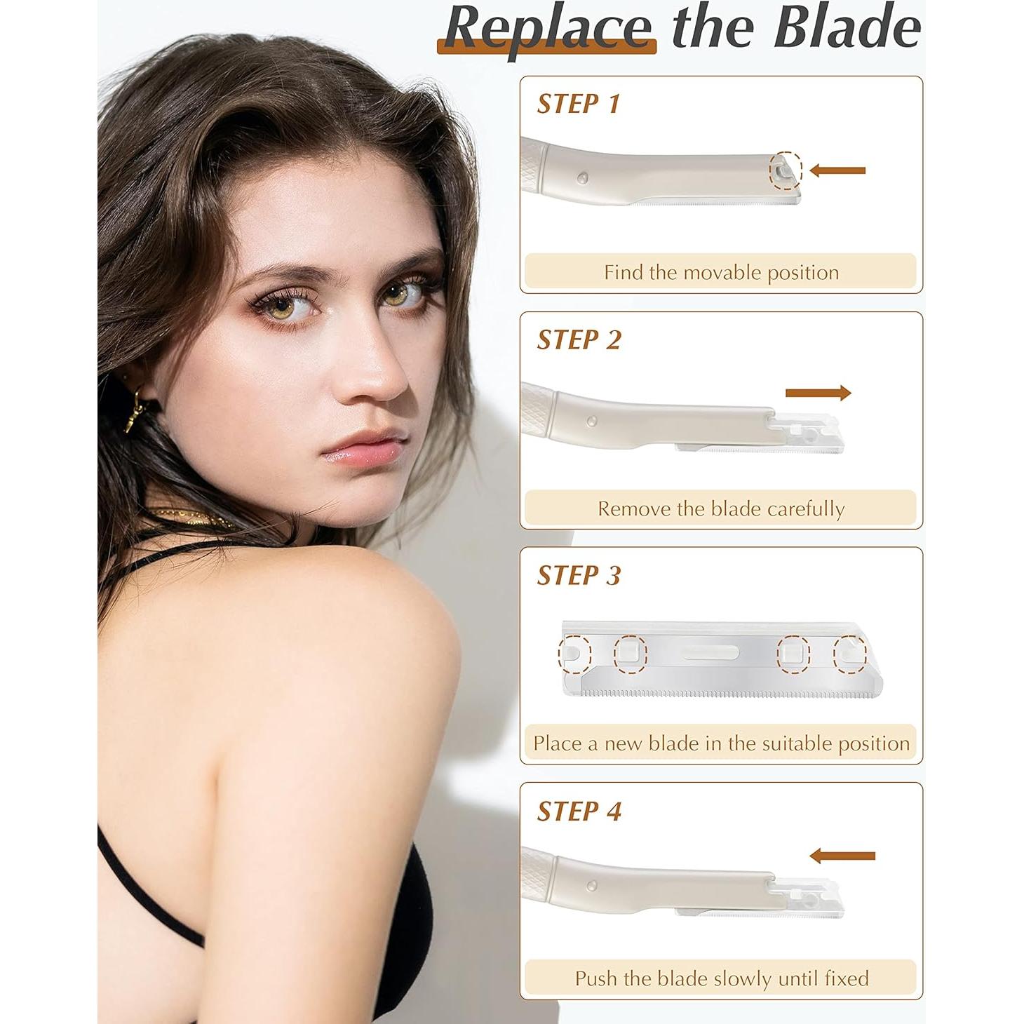 Rasuradora Dermaplane MoHern con 20 Cuchillas Reemplazo