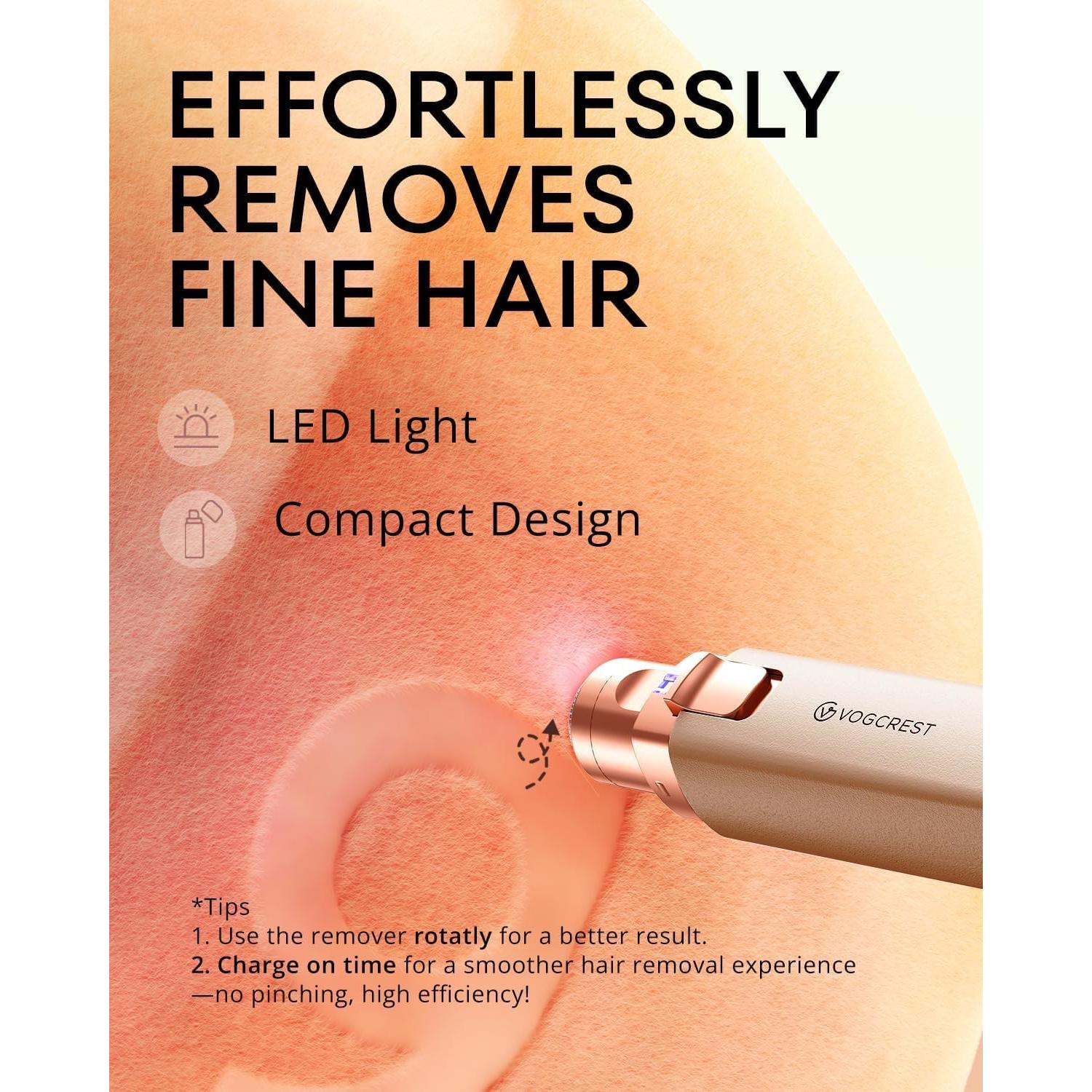 Depilador Facial Recargable VOGCREST 2-en-1 con Luz LED