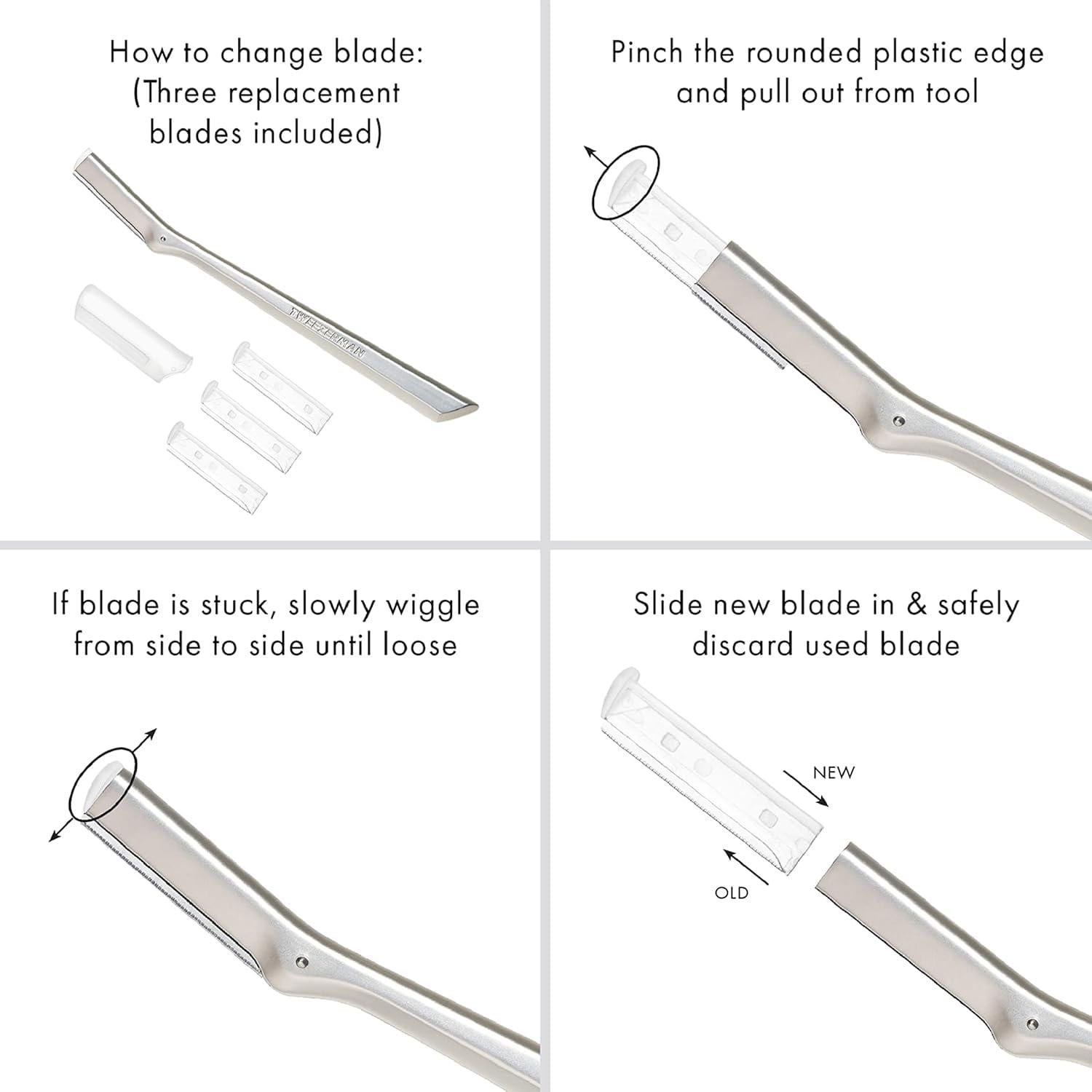 Cuchillas de Repuesto Tweezerman para Afeitadora Facial, 4 Unidades