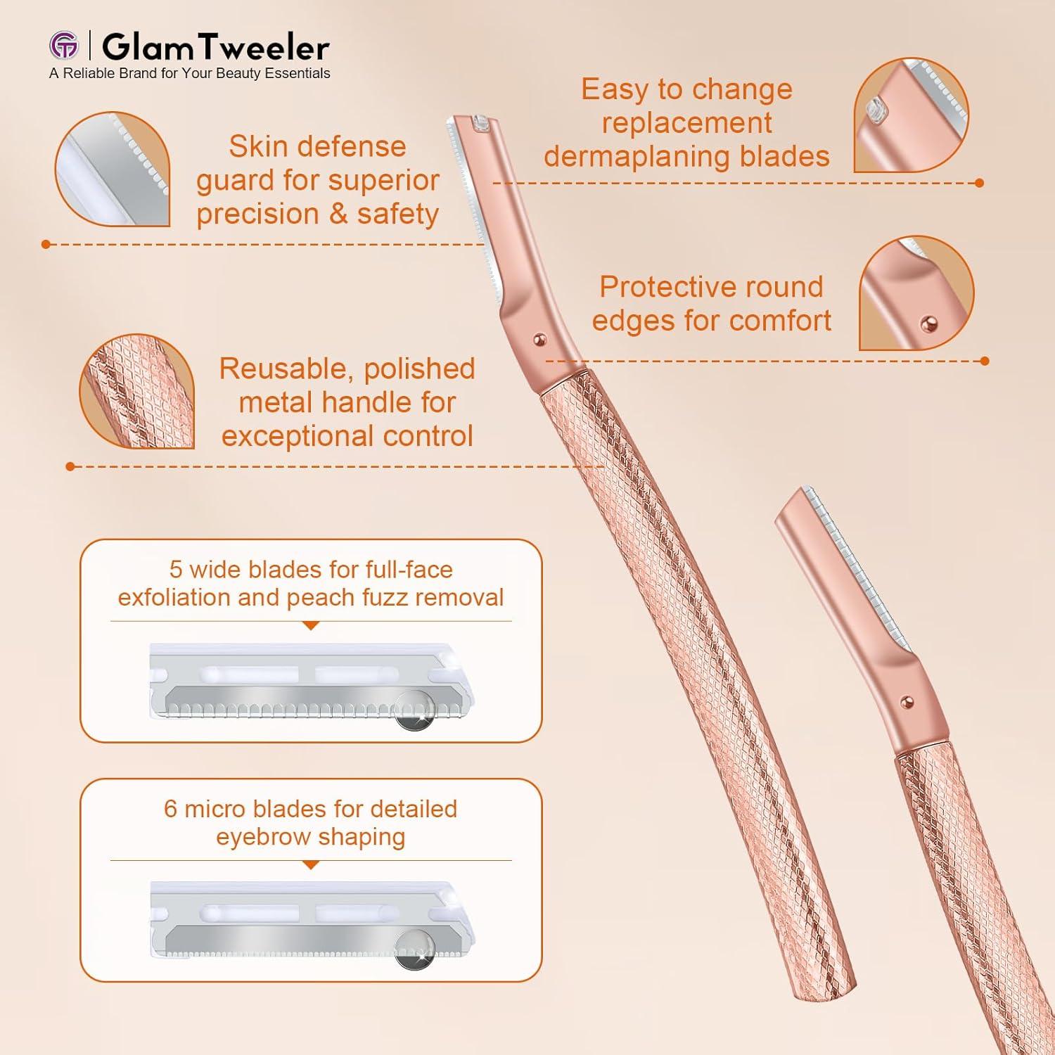 Kit de Cuchillas para Rostro y Cejas GlamTweeler Oro Rosa