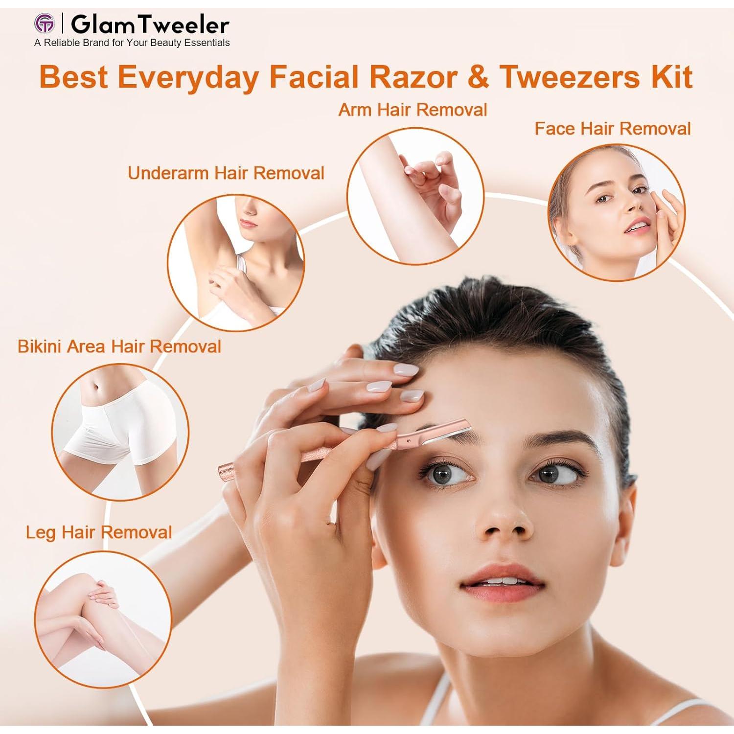 Kit de Cuchillas para Rostro y Cejas GlamTweeler Oro Rosa