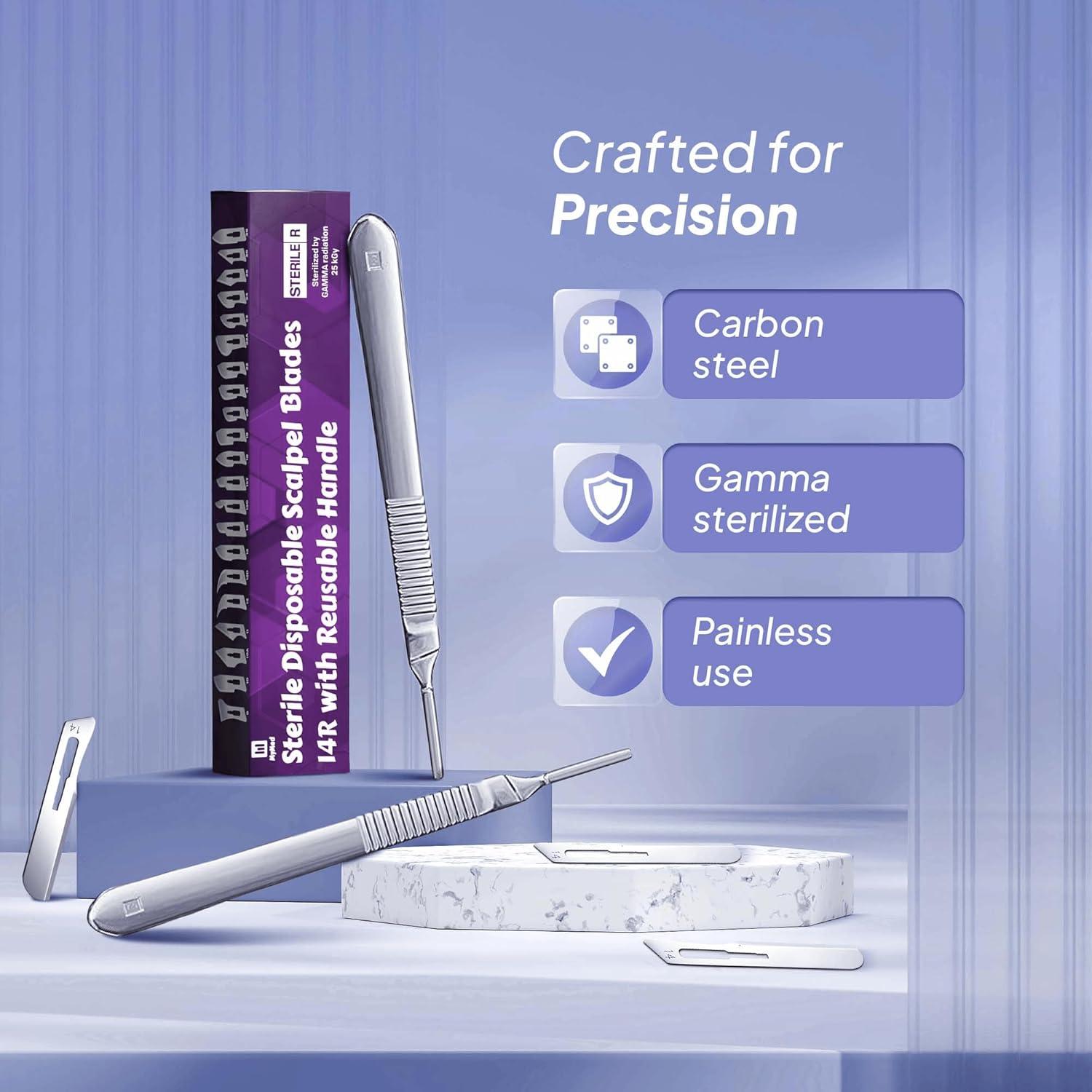 Cuchillas Dermaplaning MyMed 14R con Mango - Paquete de 15