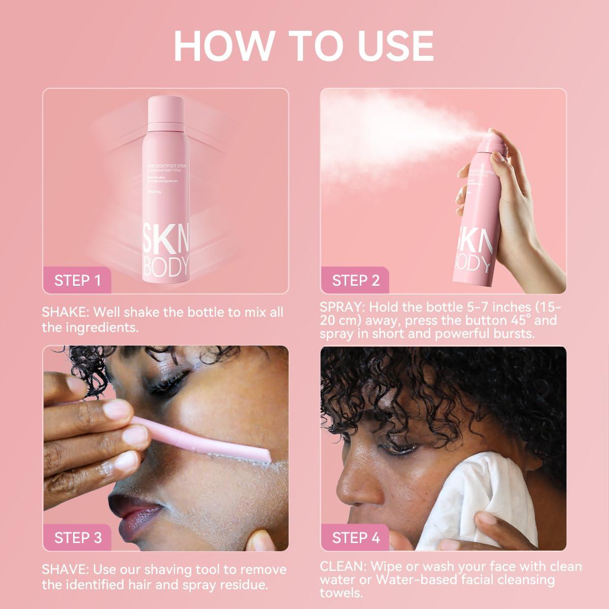 Spray Dermaplaning SKNBODY con 4 Navajas para Afeitado Facial