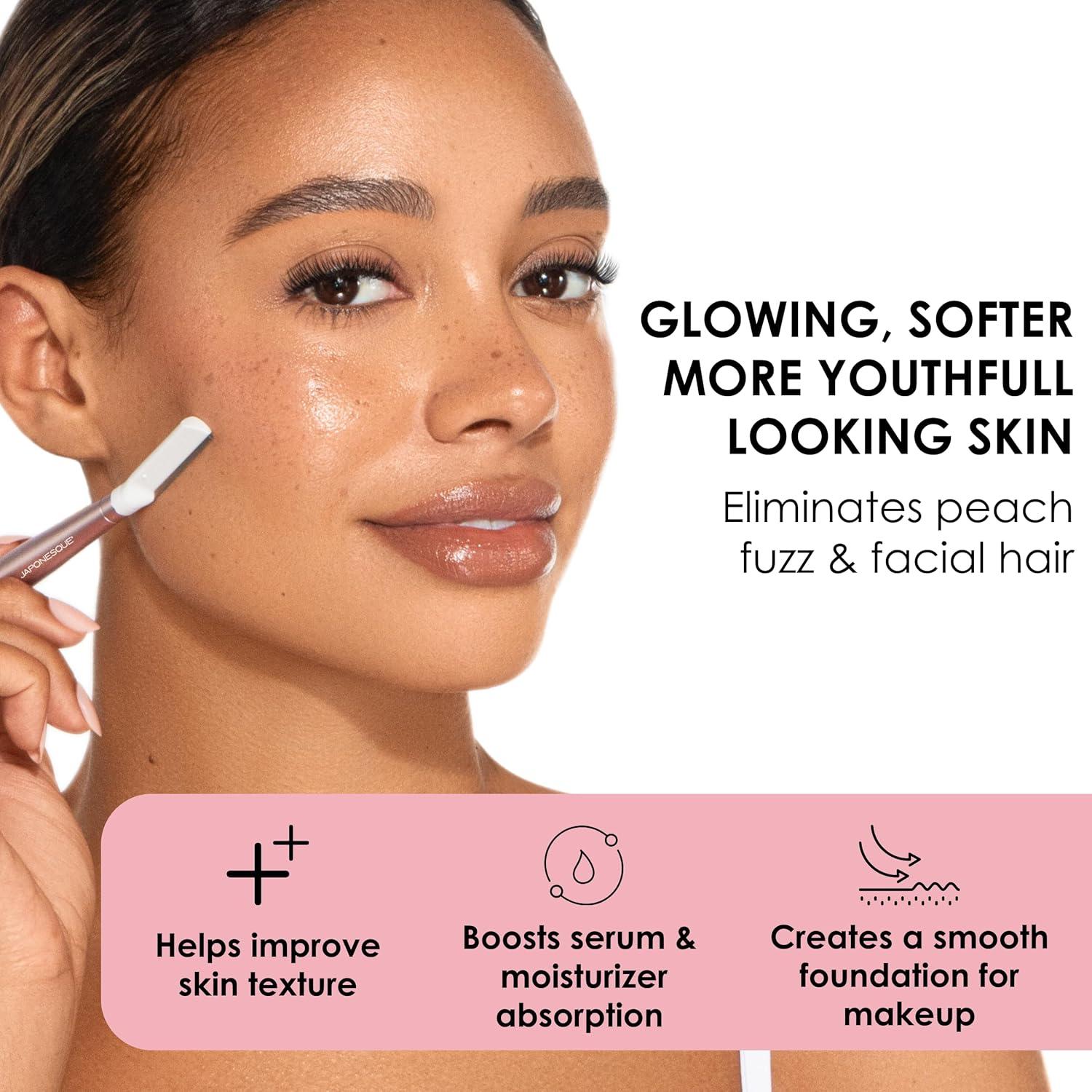 Cuchillas Faciales Dermaplaning Japonesque - 2 Tamaños, Mango Intercambiable