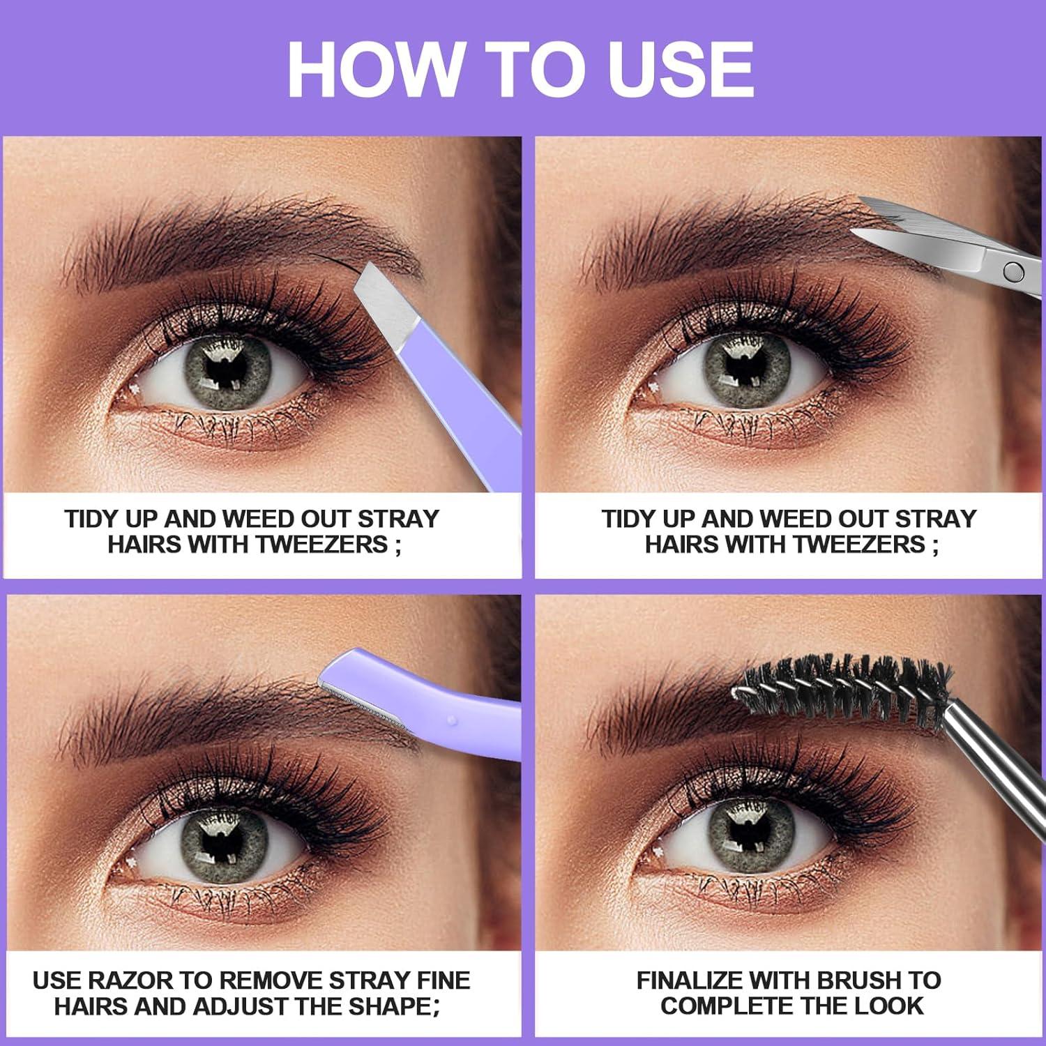 Kit de Cuidado de Cejas FANDAMEI - 6 Piezas, Acero Inoxidable