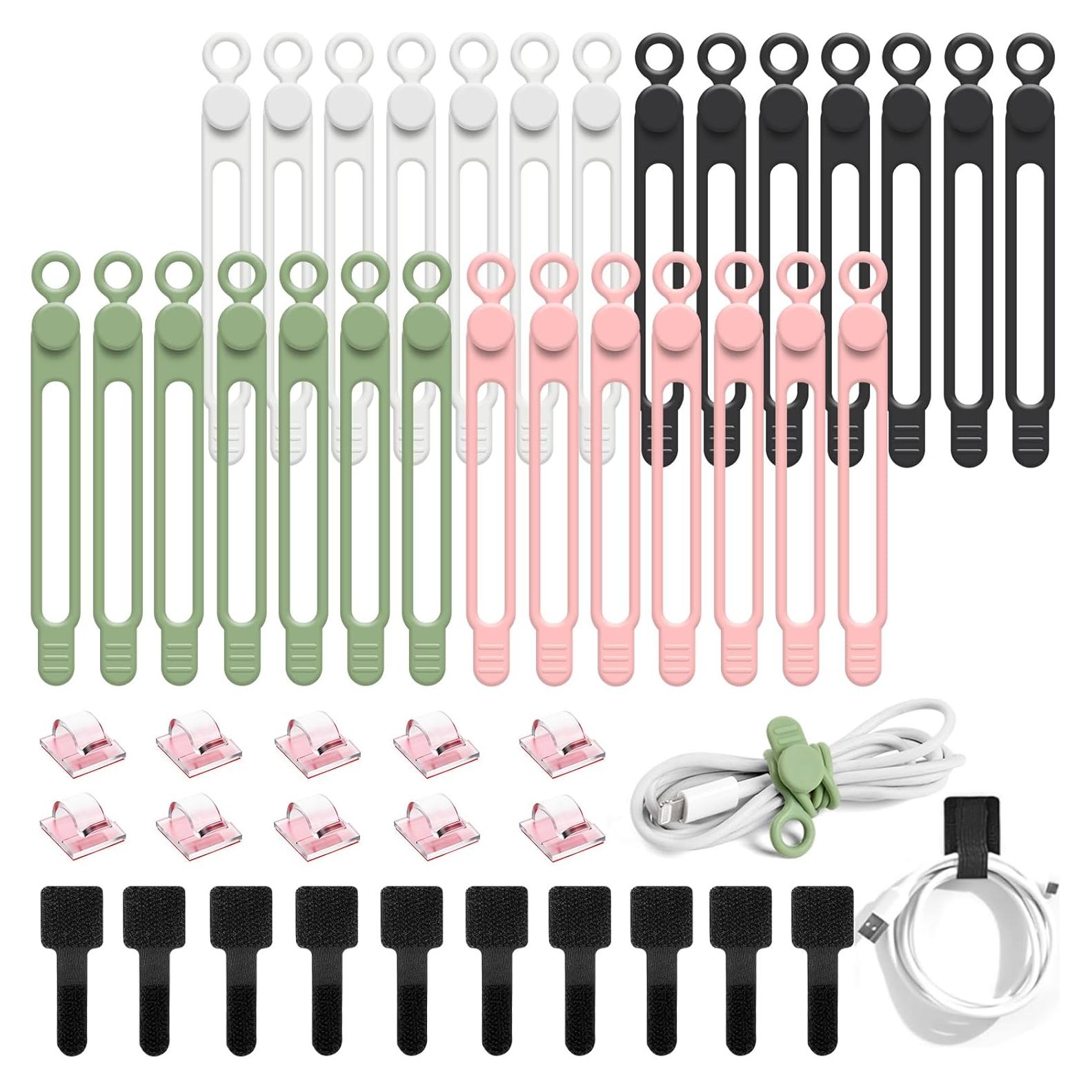 Bridas de Silicona OneLeaf 48Pcs para Organizar Cables
