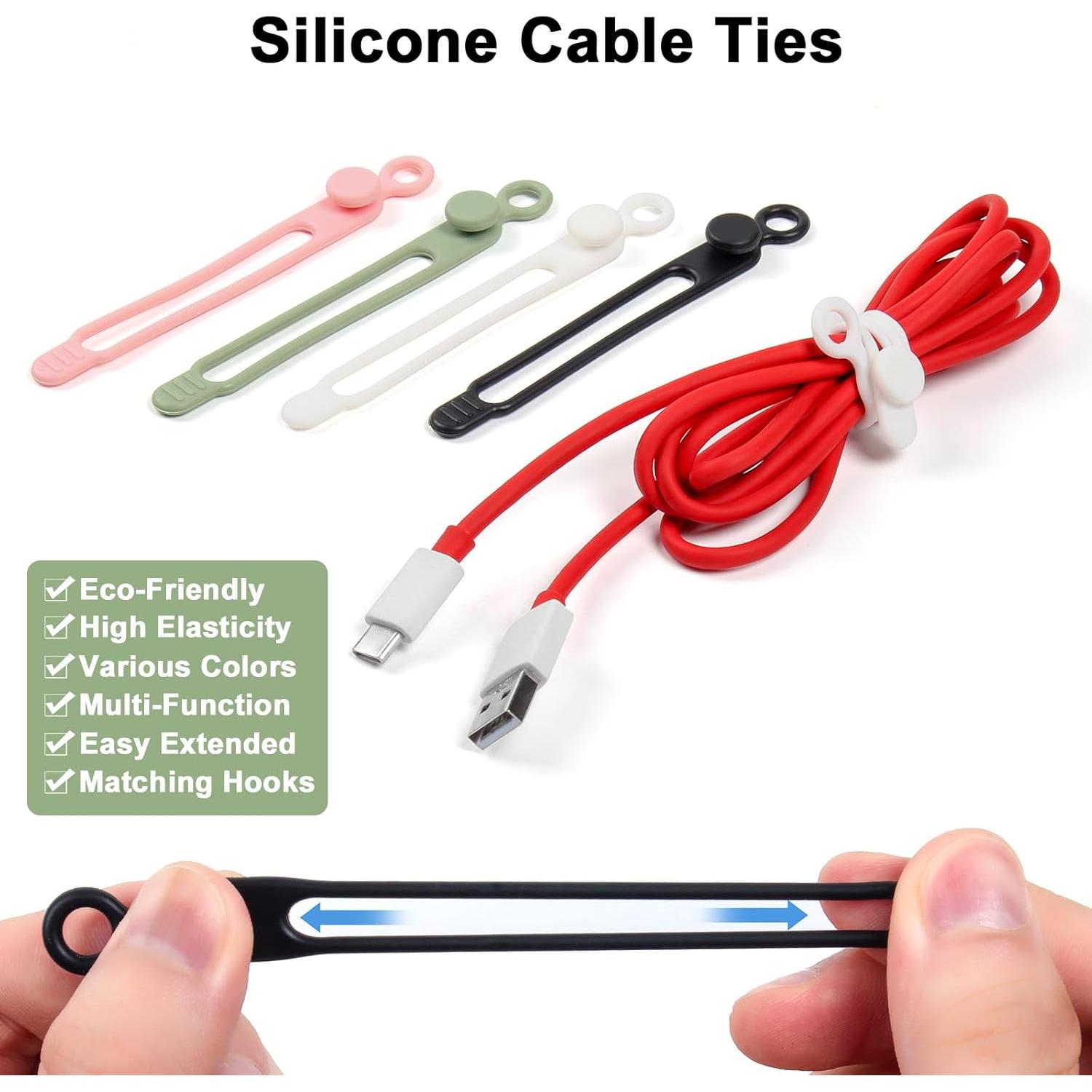 Bridas de Silicona OneLeaf 48Pcs para Organizar Cables