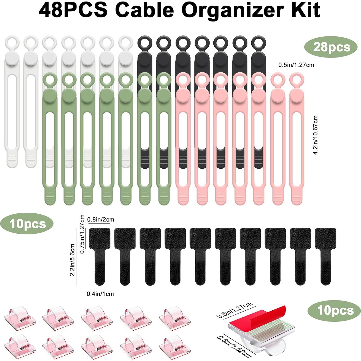 Bridas de Silicona OneLeaf 48Pcs para Organizar Cables