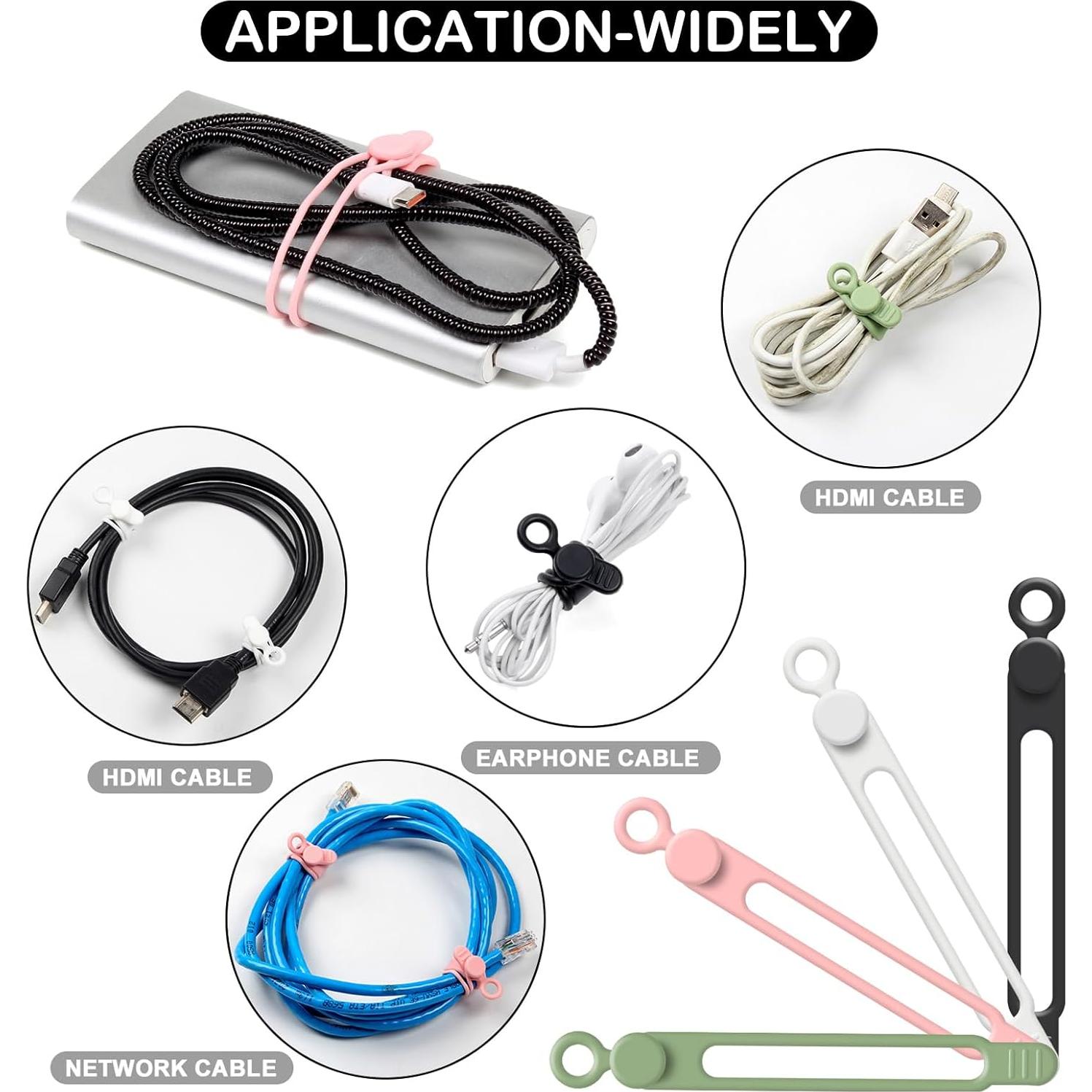 Bridas de Silicona OneLeaf 48Pcs para Organizar Cables