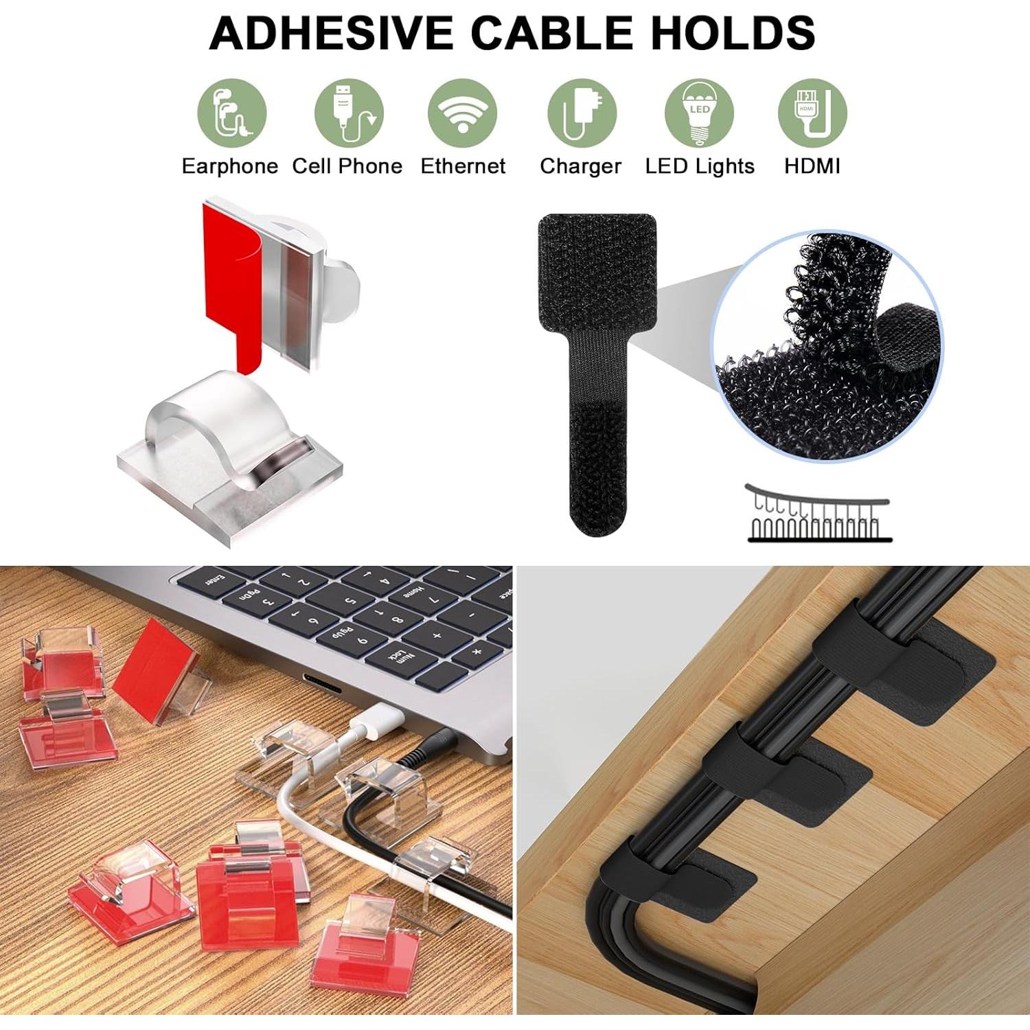 Bridas de Silicona OneLeaf 48Pcs para Organizar Cables