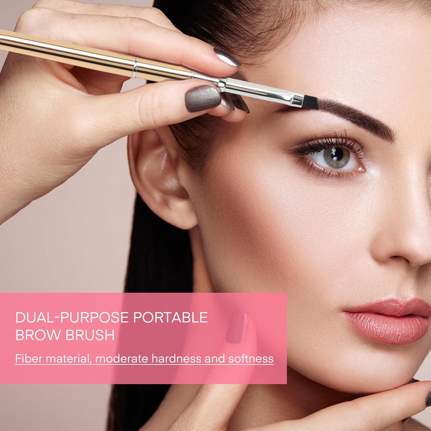 Pincel de Cejas Doble Cara Unaone - 2 Pcs Profesional Oro