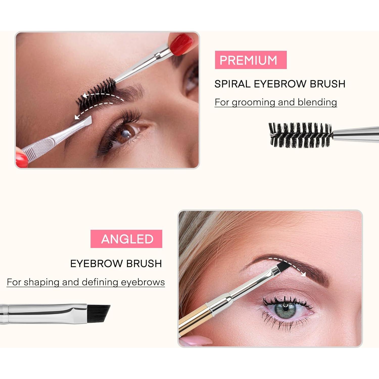 Pincel de Cejas Doble Cara Unaone - 2 Pcs Profesional Oro