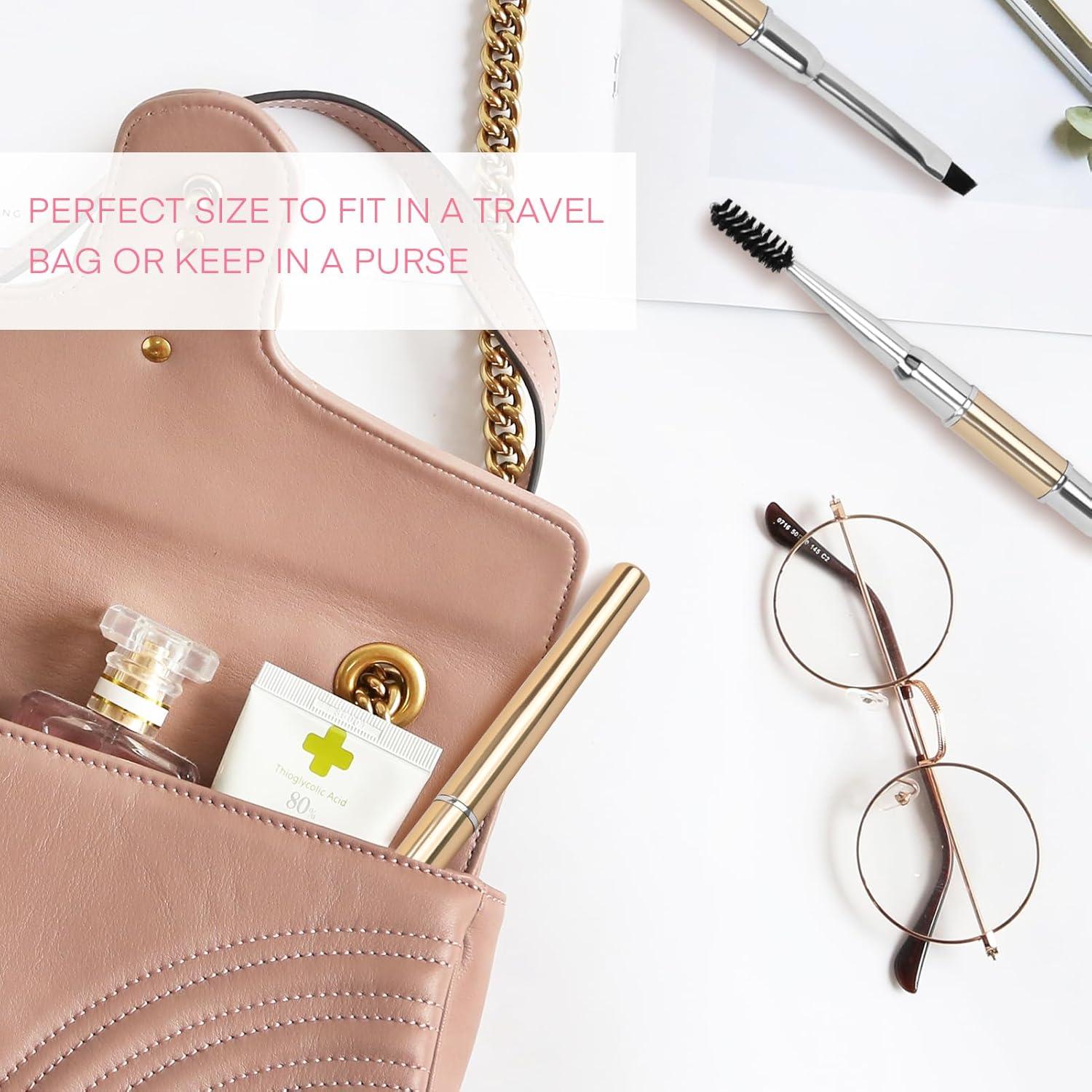 Pincel de Cejas Doble Cara Unaone - 2 Pcs Profesional Oro