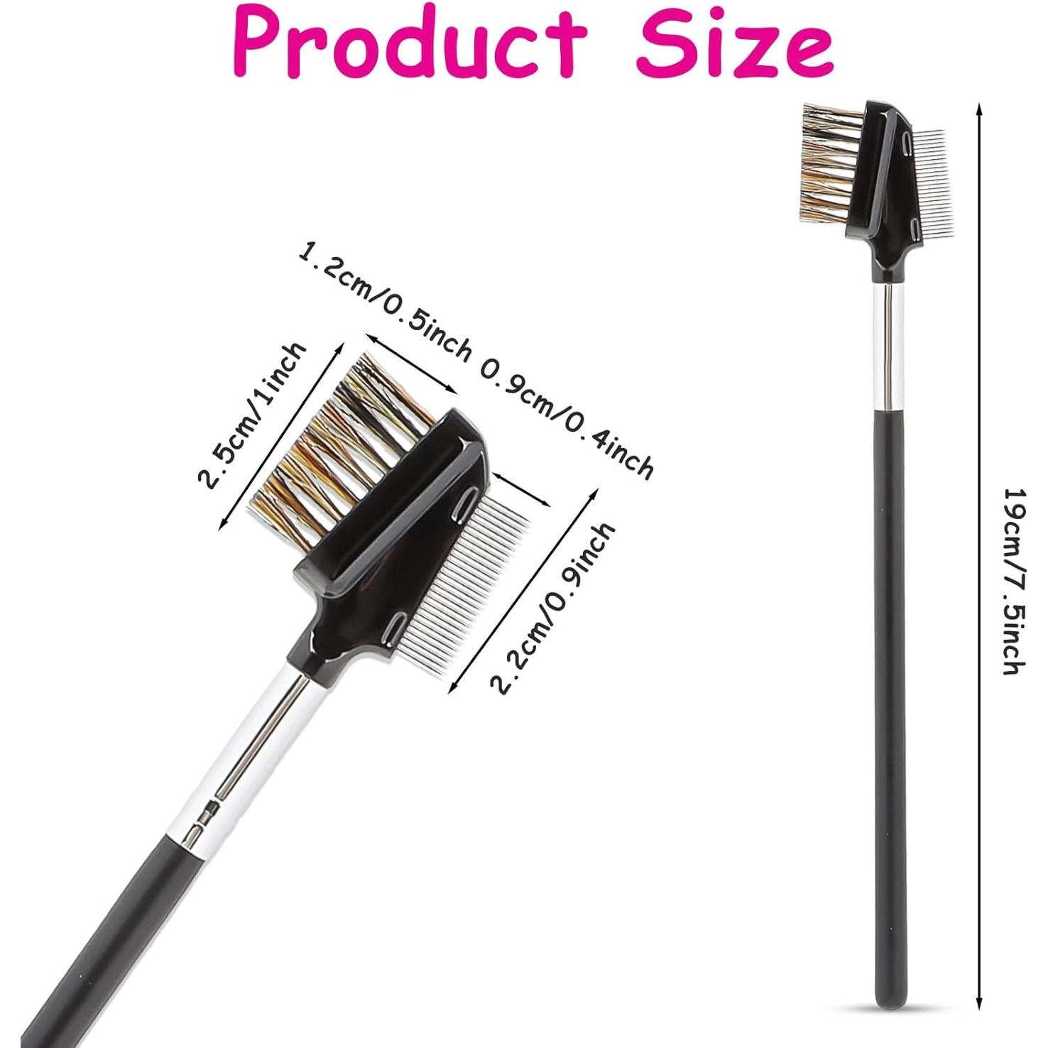 Cepillo de Cejas y Pestañas KALIONE Doble Cabeza Metal 15cm