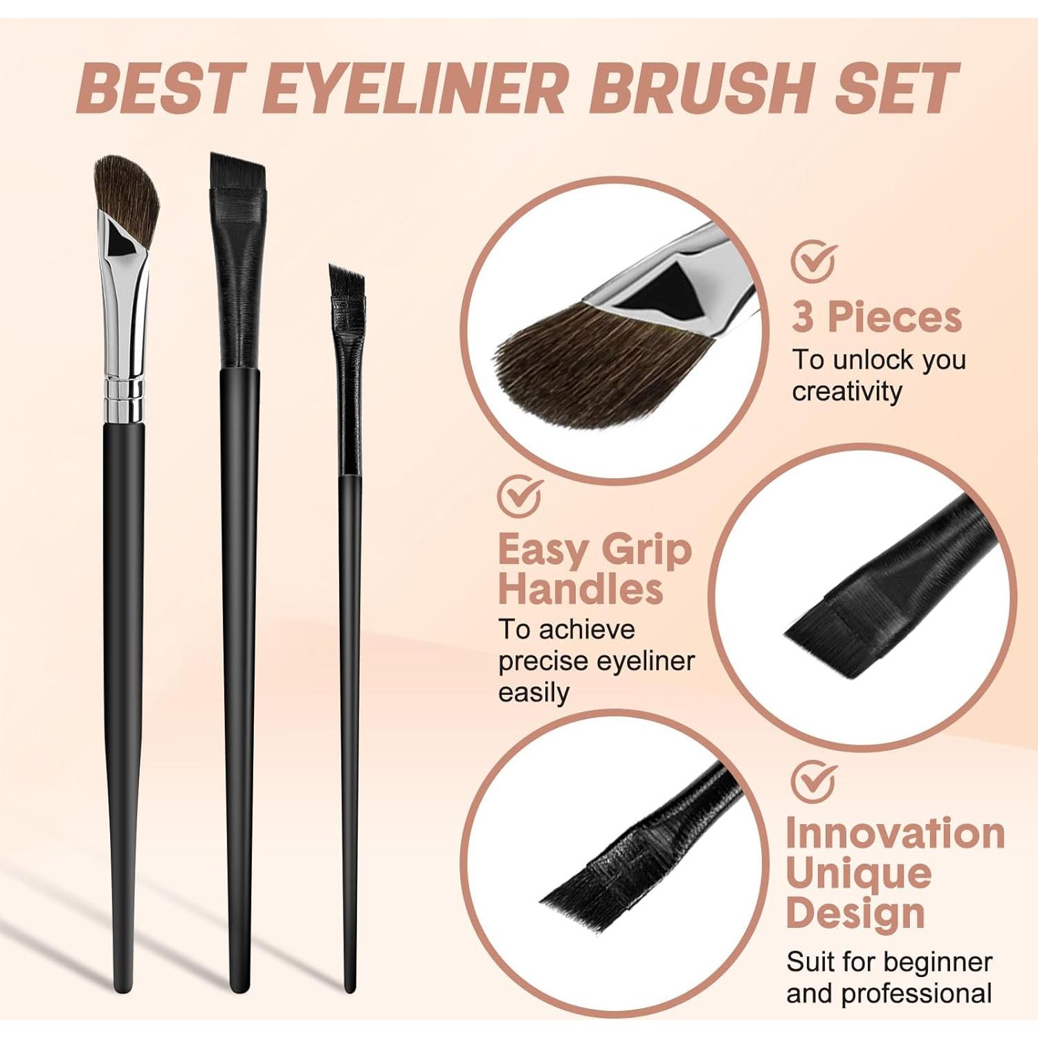 Juego de 3 Pinceles de Delineador MUIIGOOD para Cejas y Corrector