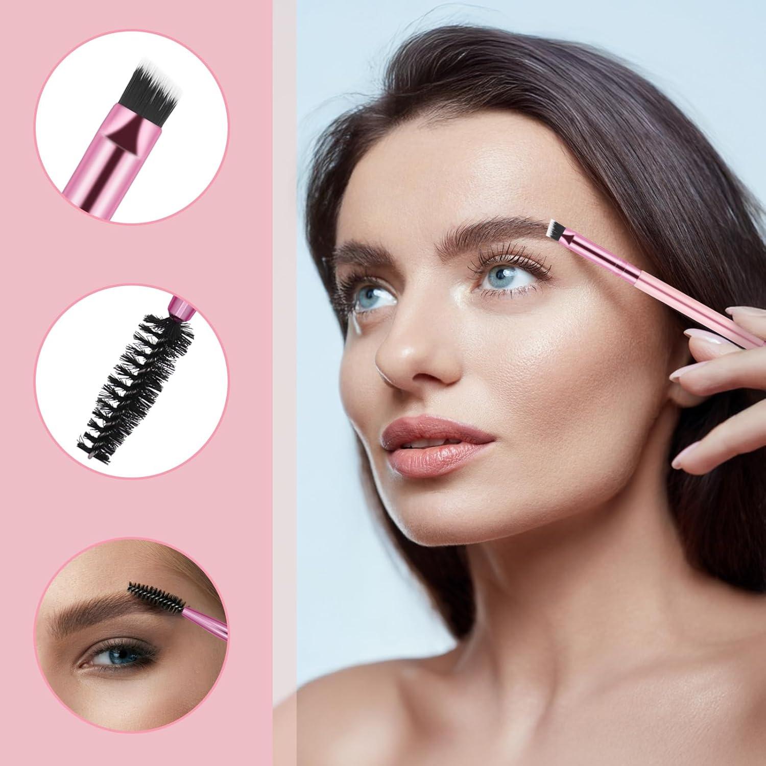 10 Piezas Cepillo de Cejas Dúo Rosa Apausvcm 13.8cm