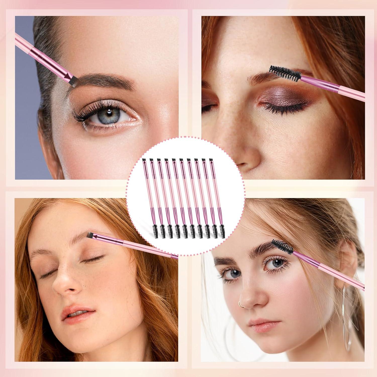 10 Piezas Cepillo de Cejas Dúo Rosa Apausvcm 13.8cm