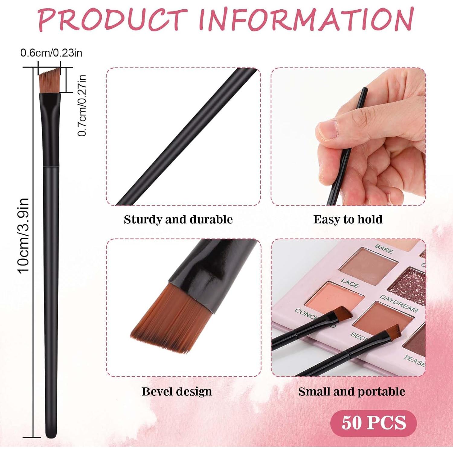 50 Piezas Brochas de Cejas Anguladas MOZEAT LENS 10cm