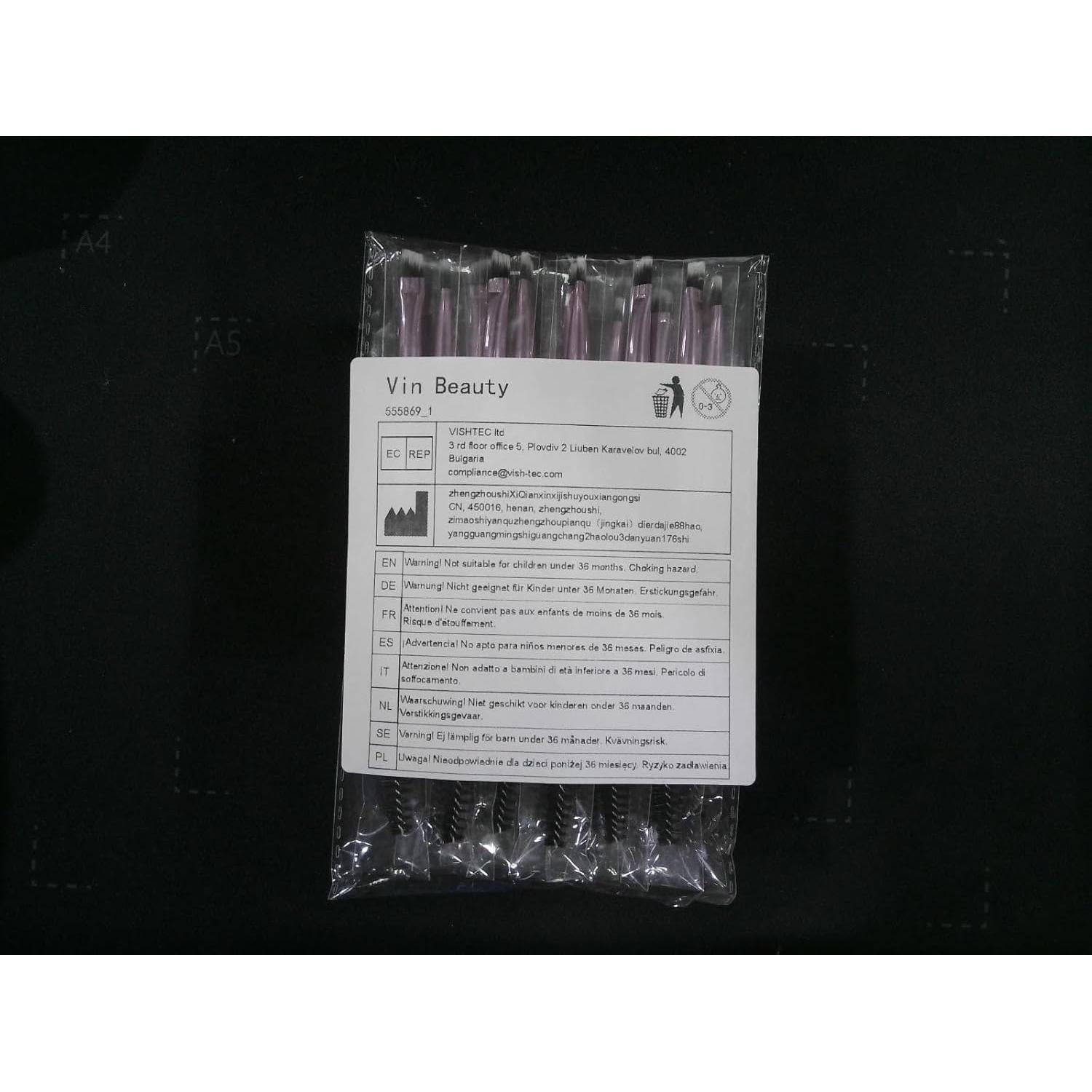 Juego de Brochas para Cejas Vin Beauty - 12 Piezas Doble Punta