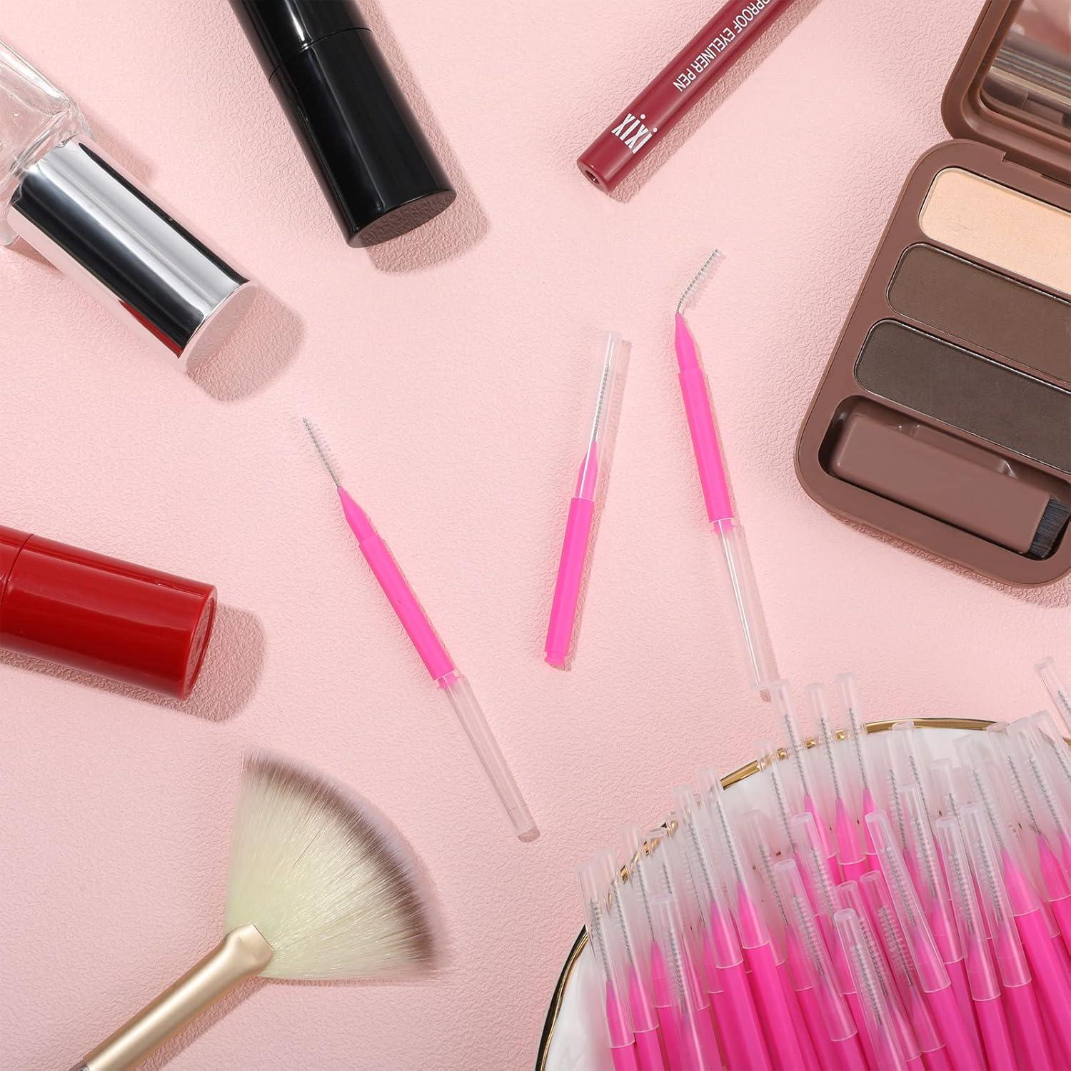 100 Cepillos Micro para Cejas Lallisa Rosa - Herramienta Multifuncional