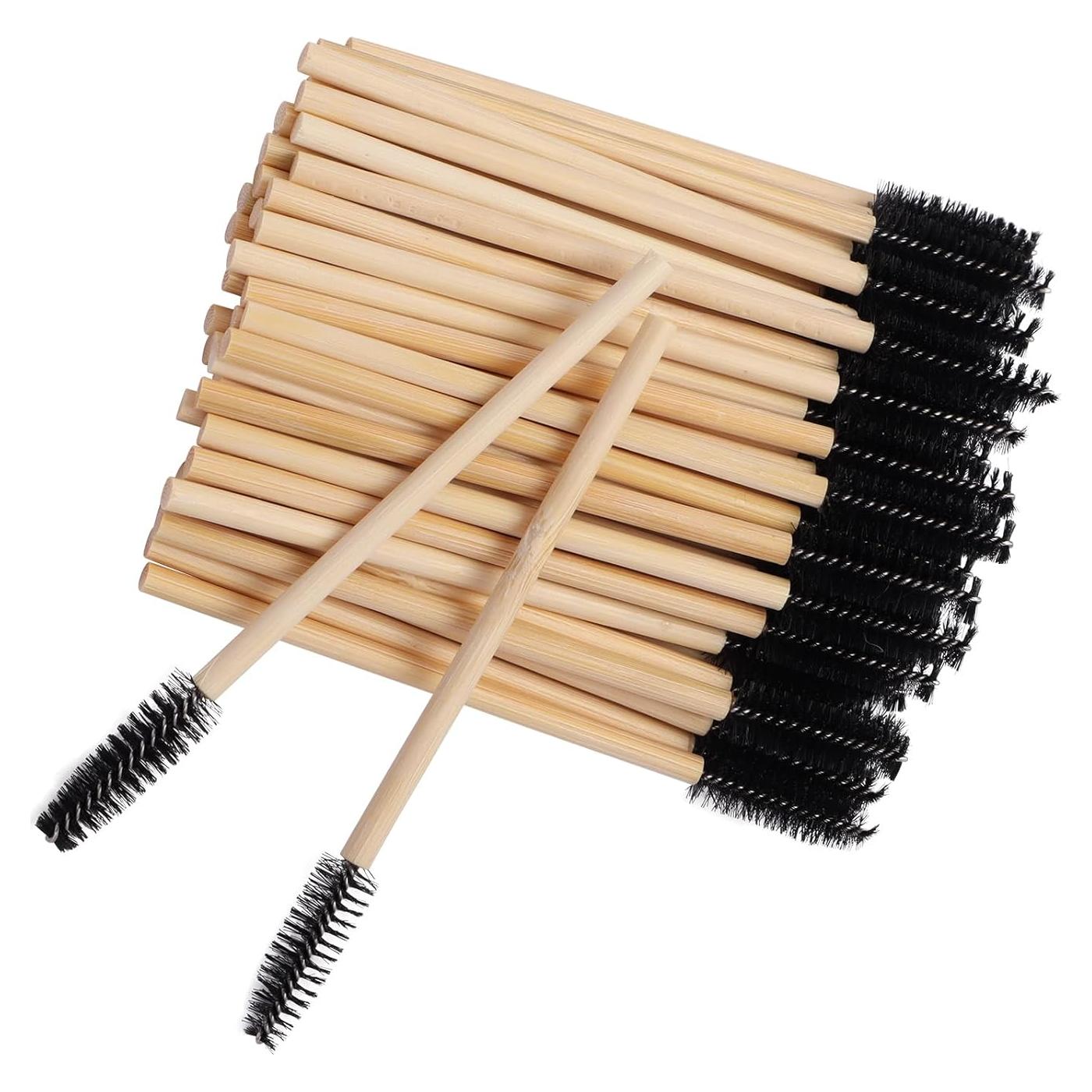 100 Cepillos de Pestañas Desechables Qundaoily - Bambú Negro