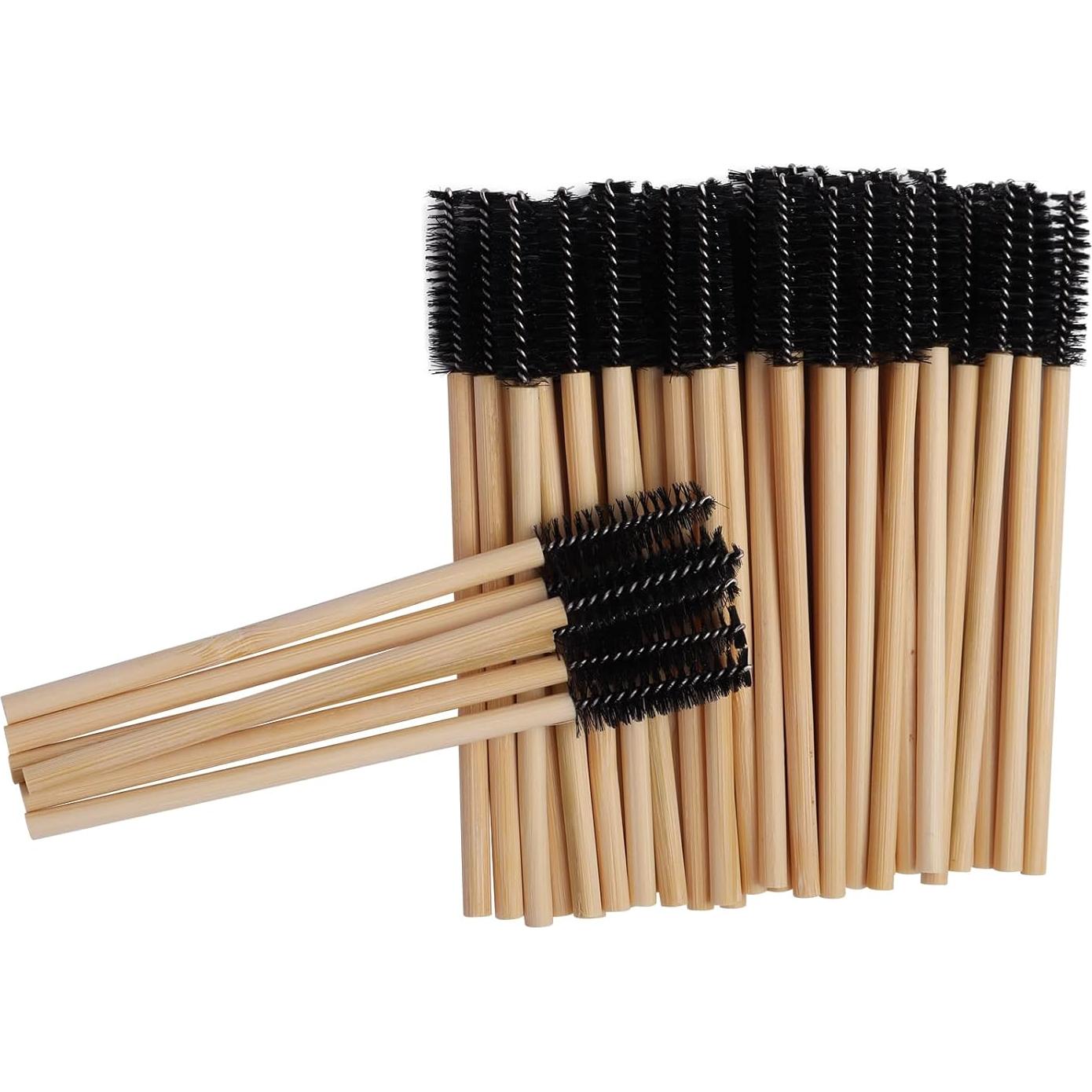 100 Cepillos de Pestañas Desechables Qundaoily - Bambú Negro