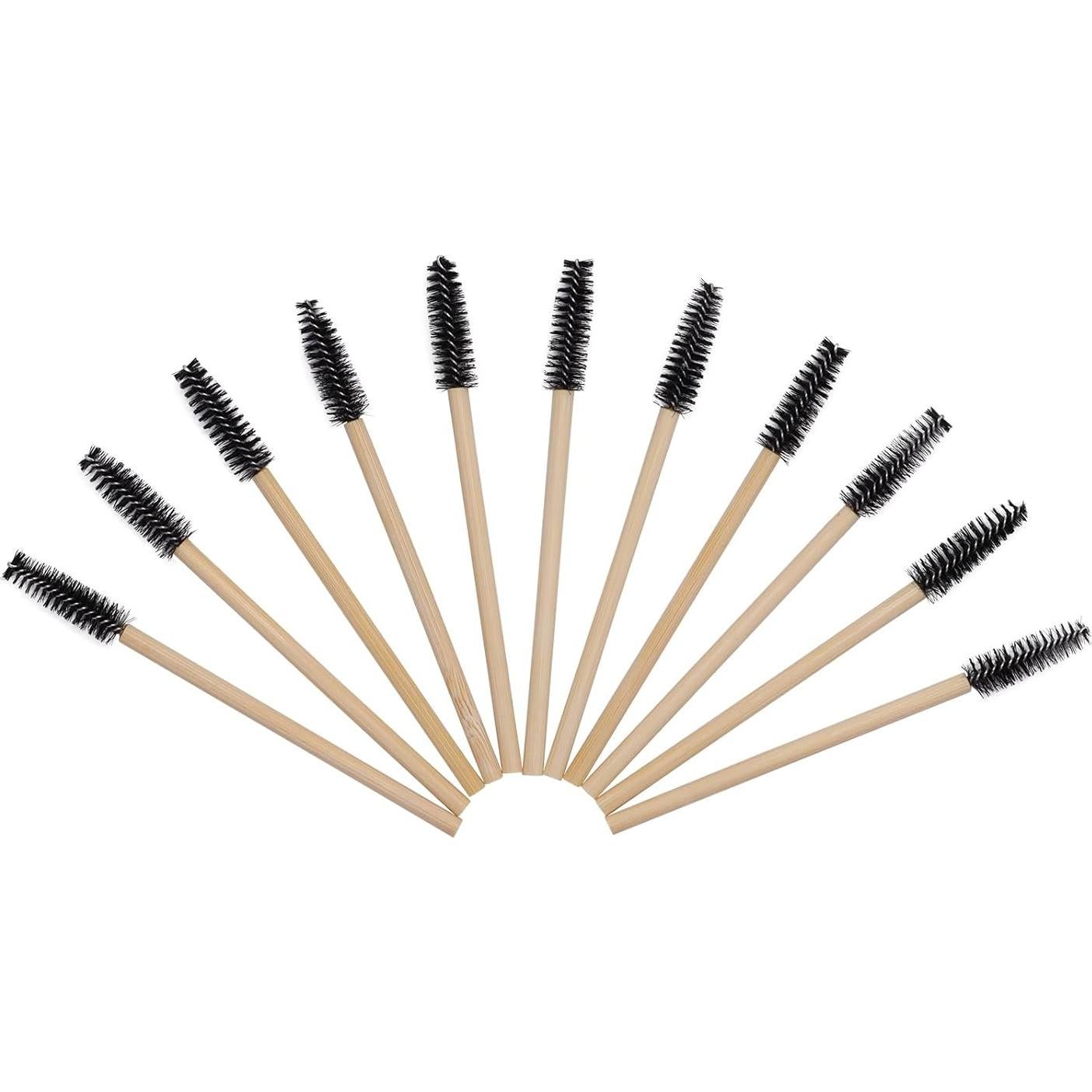 100 Cepillos de Pestañas Desechables Qundaoily - Bambú Negro