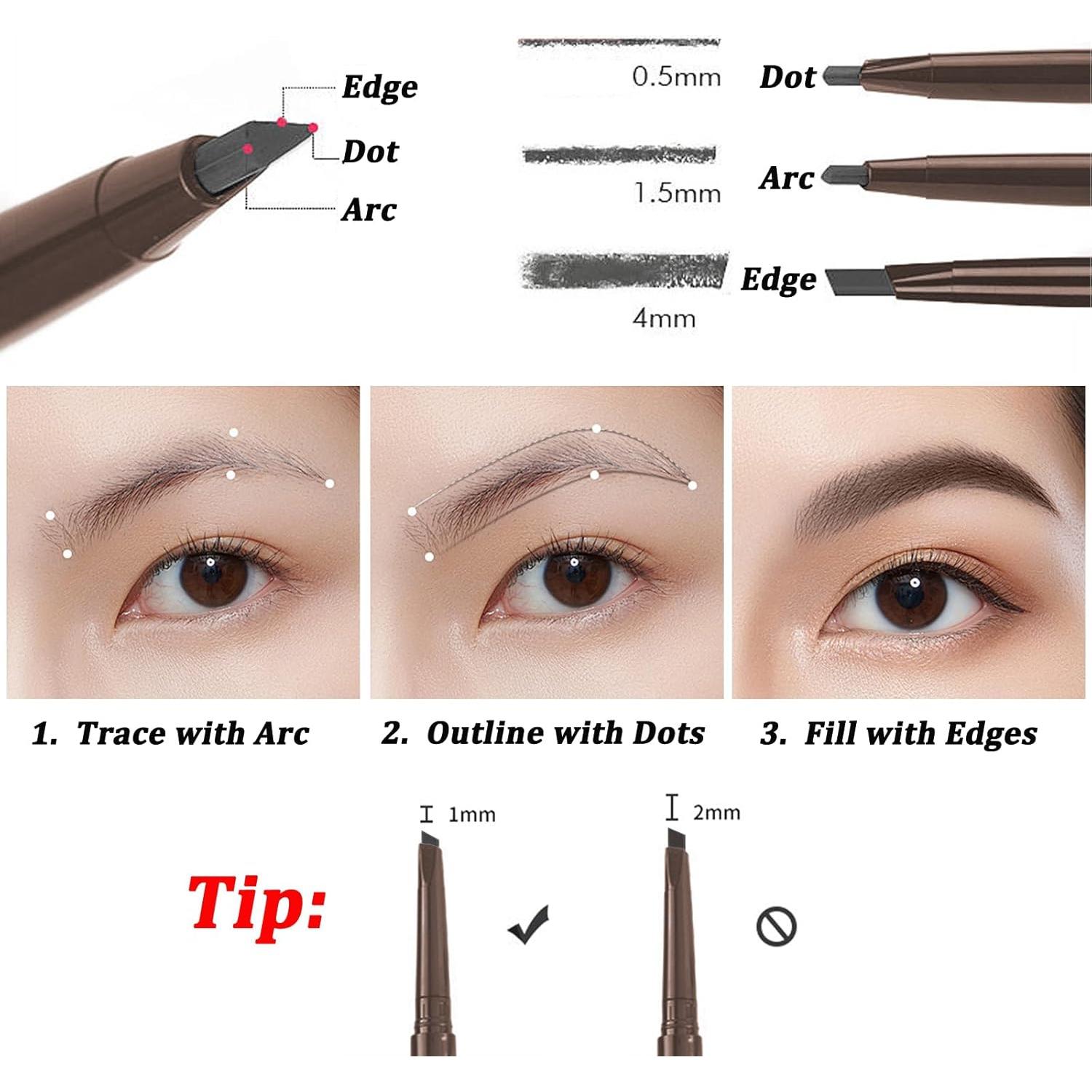 Set de 12 Lápices de Cejas 2 en 1 MooGlamor Marrón Oscuro