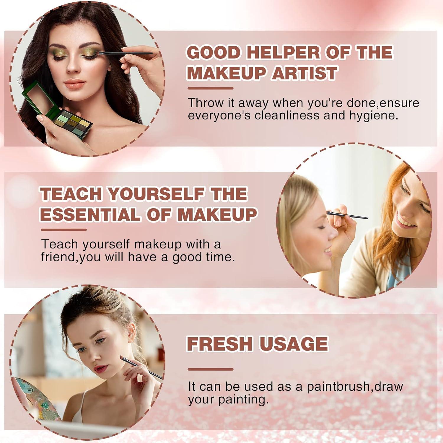 Pinceles Desechables para Cejas Meekoo - 150 Pcs Punta Angulada