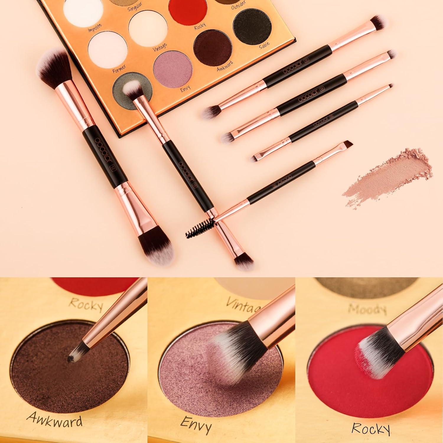 Set de 6 Pinceles de Maquillaje Docolor Doble Cara para Ojos