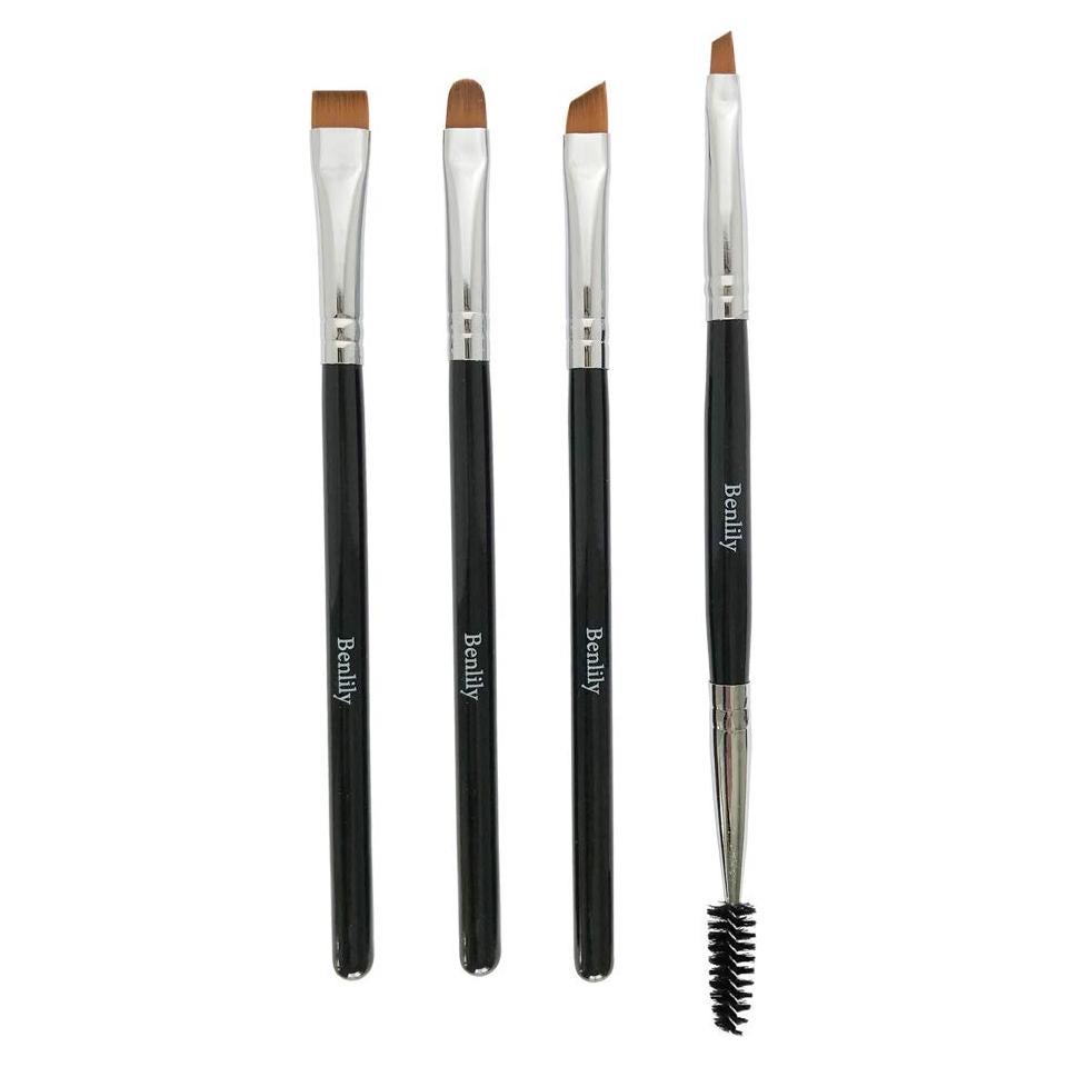Juego de 4 Pinceles para Cejas Benlily - Angulado, Plano, Difusor y Spoolie
