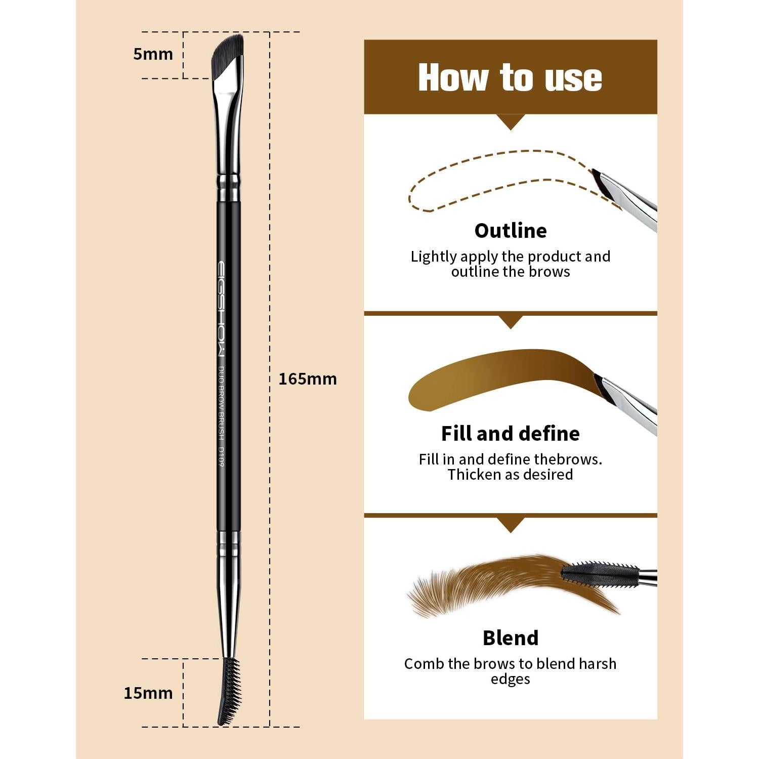 Brocha y Peine de Cejas Doble Punta EIGSHOW - Precisión Profesional