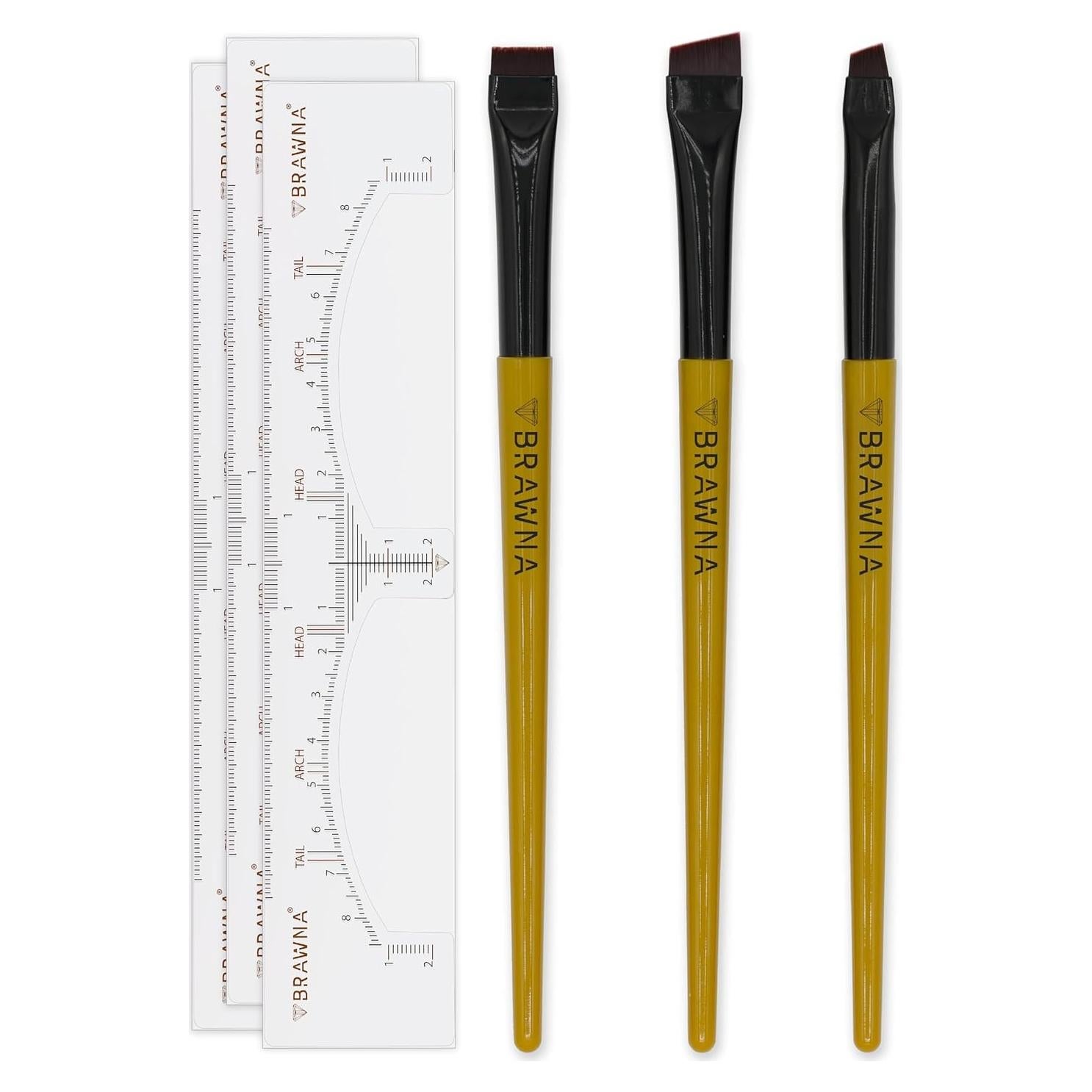 Juego de Brochas para Cejas BRAWNA - 3 Piezas de Maquillaje