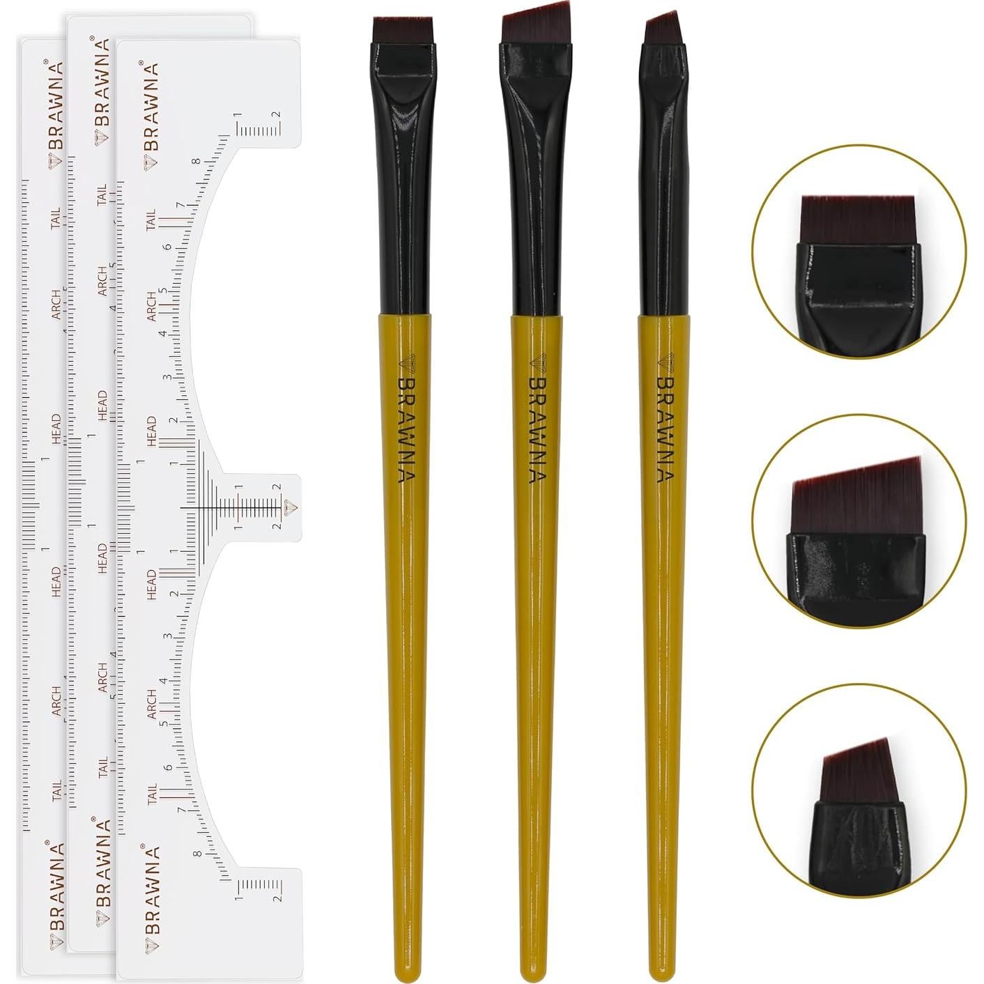 Juego de Brochas para Cejas BRAWNA - 3 Piezas de Maquillaje