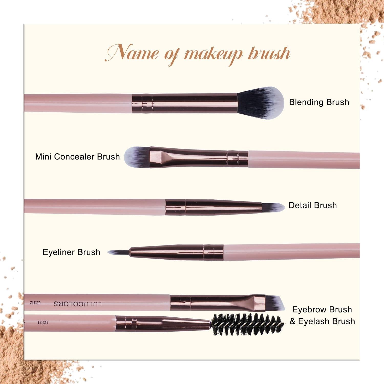 Juego de Pinceles para Maquillaje de Ojos LULUCOLORS 5 Piezas